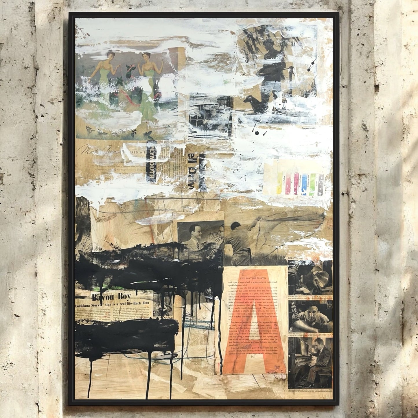 Original Mixed Media Abstract Modern Art Painting 24x36 "Bayou Boy" Signed