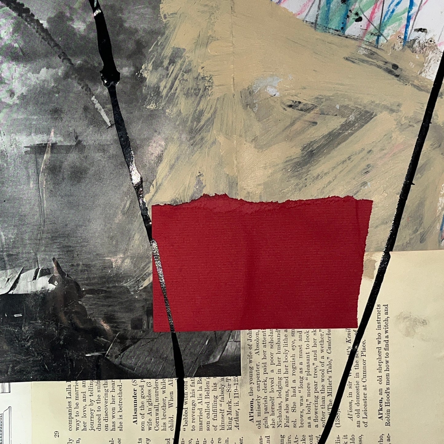 Original Mixed Media Abstract Modern Art Painting 18x24 "Tranchet" Signed