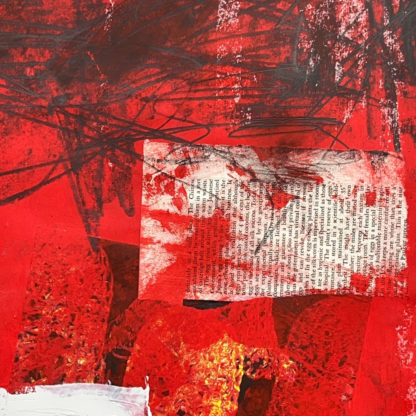 Original Mixed Media Abstract Modern Art Painting 24x36 "Fantassin" Signed