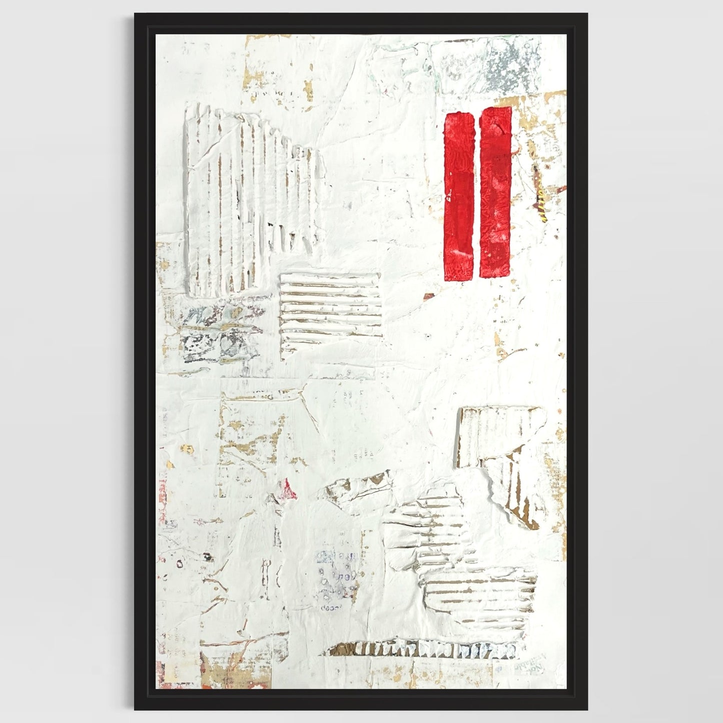 Original Framed Minimalist Modern Art Collage Painting 12x18 "Telegnosis"