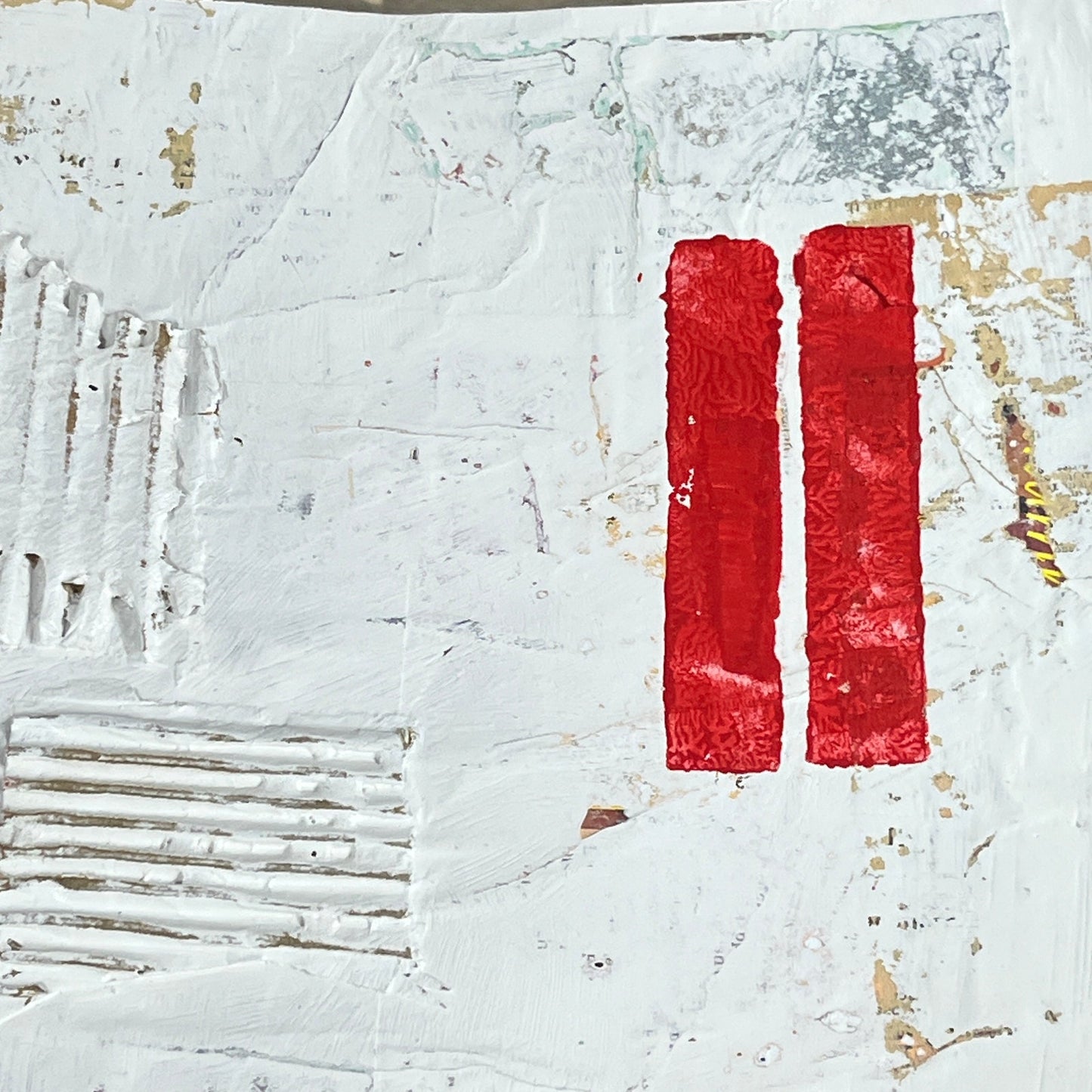 Original Framed Minimalist Modern Art Collage Painting 12x18 "Telegnosis"