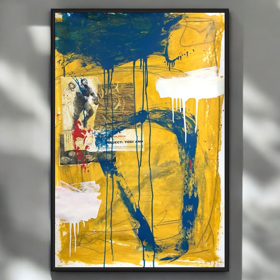 Original Mixed Media Abstract Modern Art Painting 24x36 "Subject: Yogi" Signed