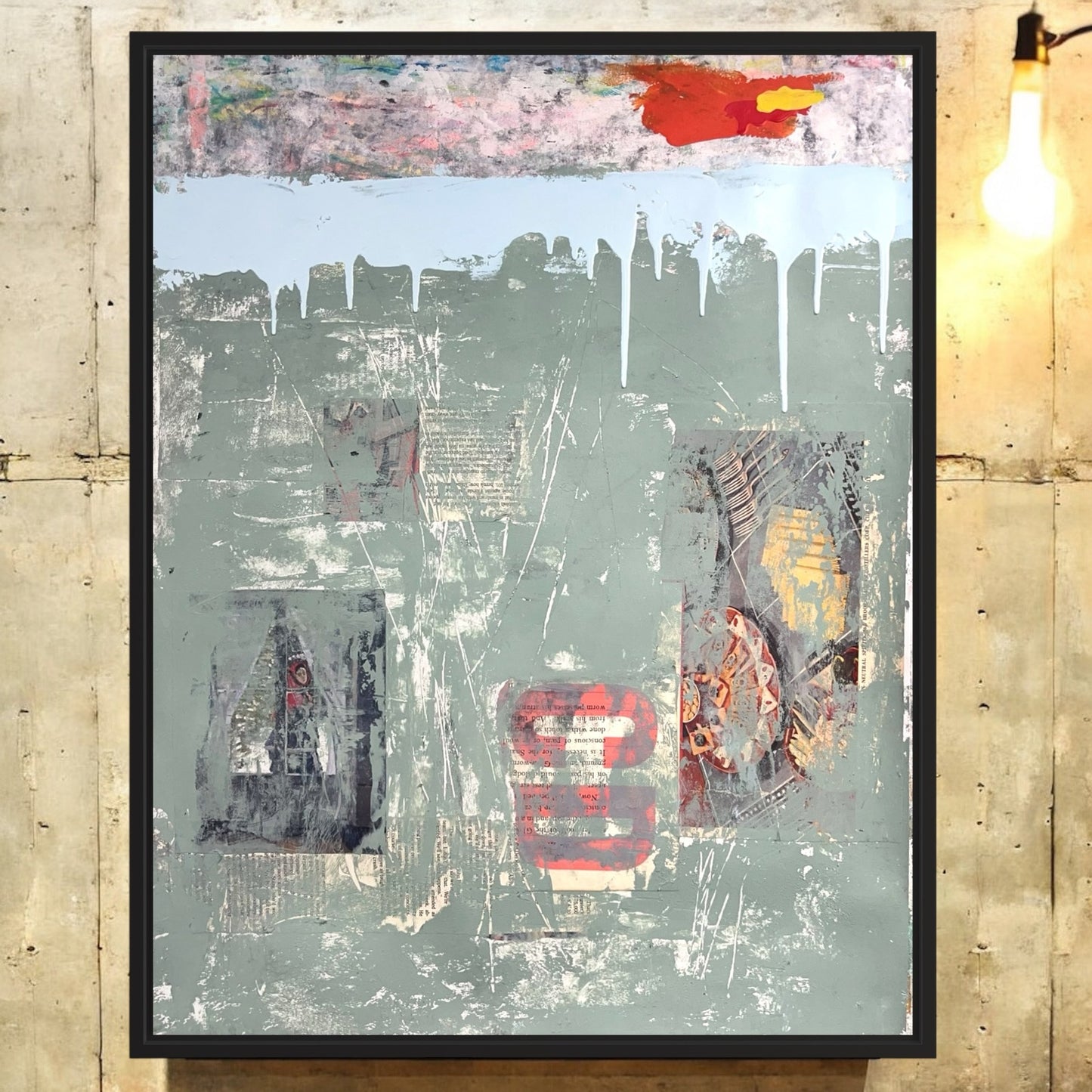 Original Mixed Media Abstract Modern Art Painting 18x24 "Plinth" Signed