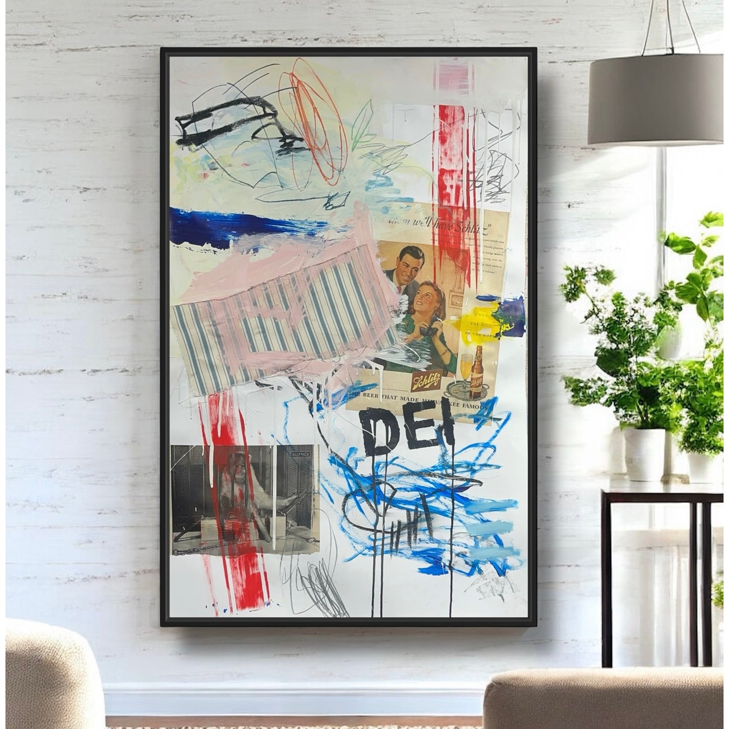 Original Mixed Media Abstract Modern Art Painting 24x36 "DEI" Signed