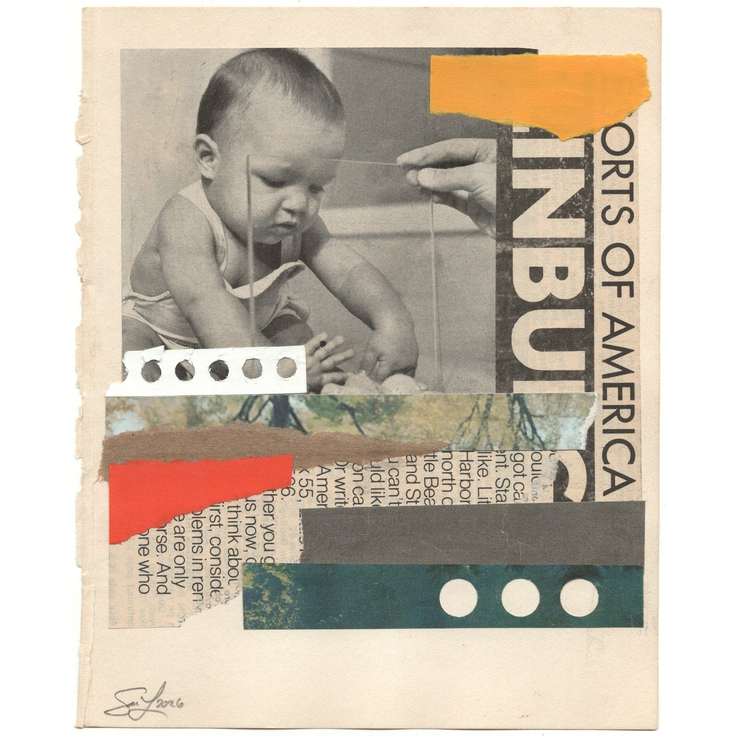 Original Mixed Media Modern Art Collage "Vitrine" 5.25x6.75" Signed