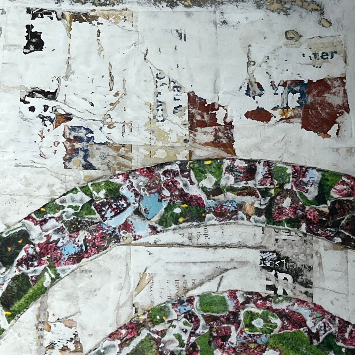 Original Framed Mixed Media Modern Art Collage Painting 12x18 "Pongee"