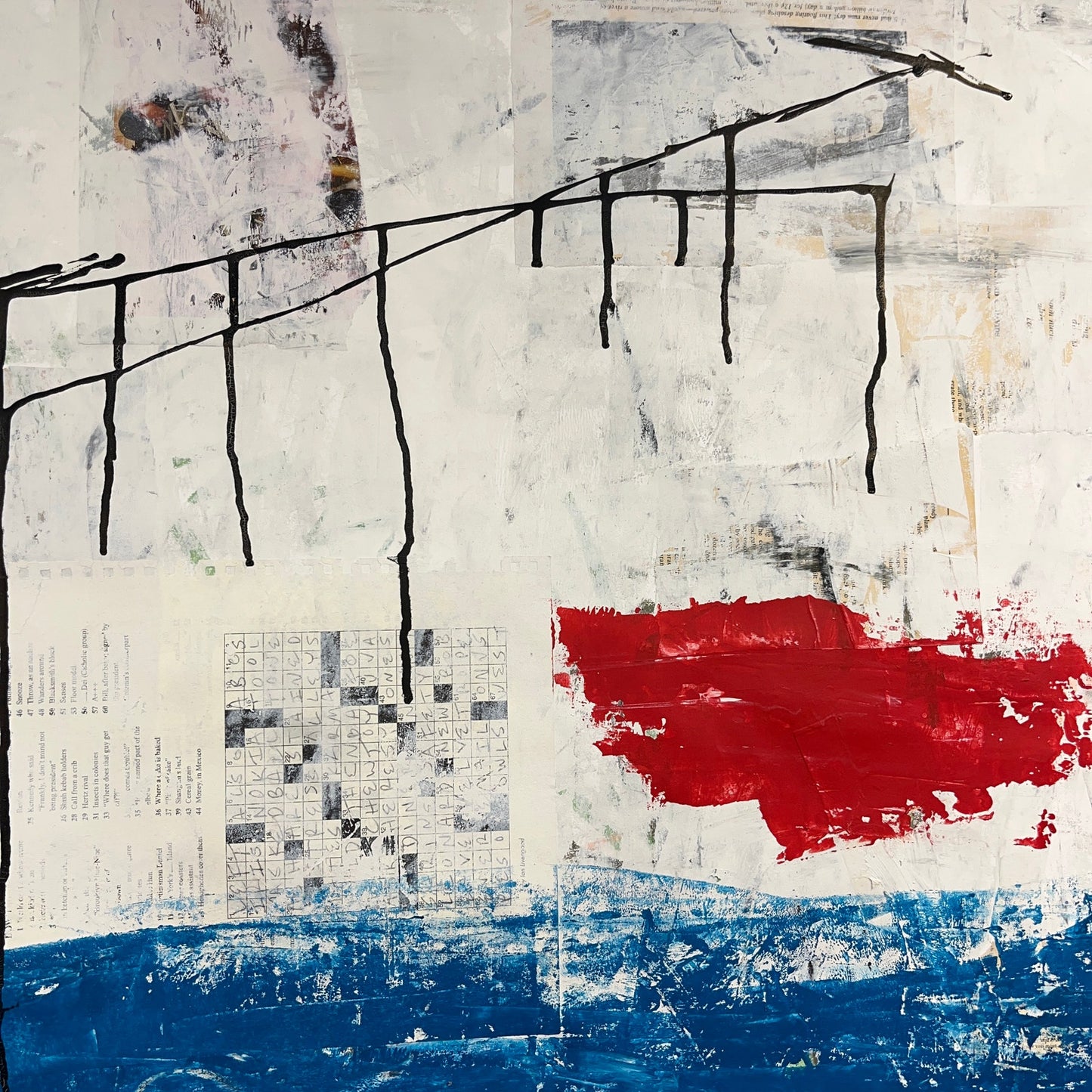 Original Mixed Media Abstract Modern Art Painting 24x36 "Polemomania" Signed