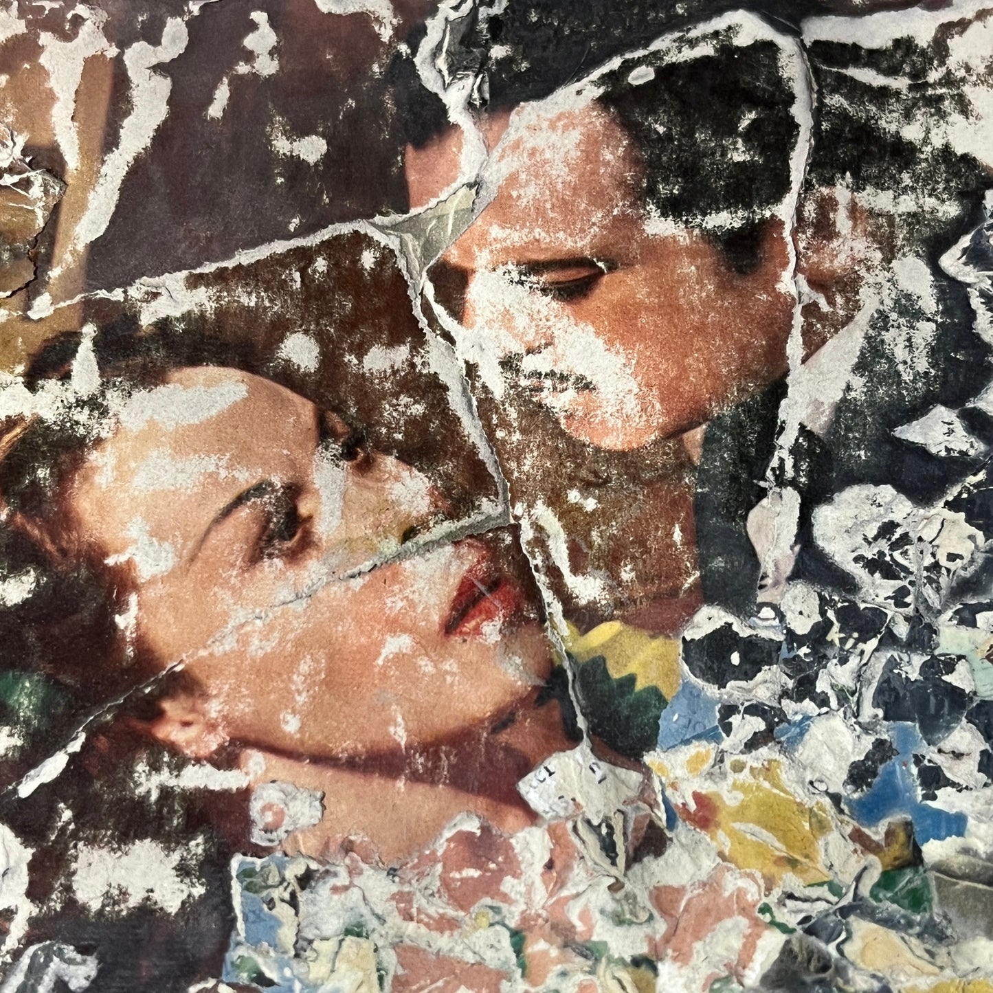 Original Mixed Media Abstract Art Collage 9x11 "Jan 1948 Movie Story Magazine"