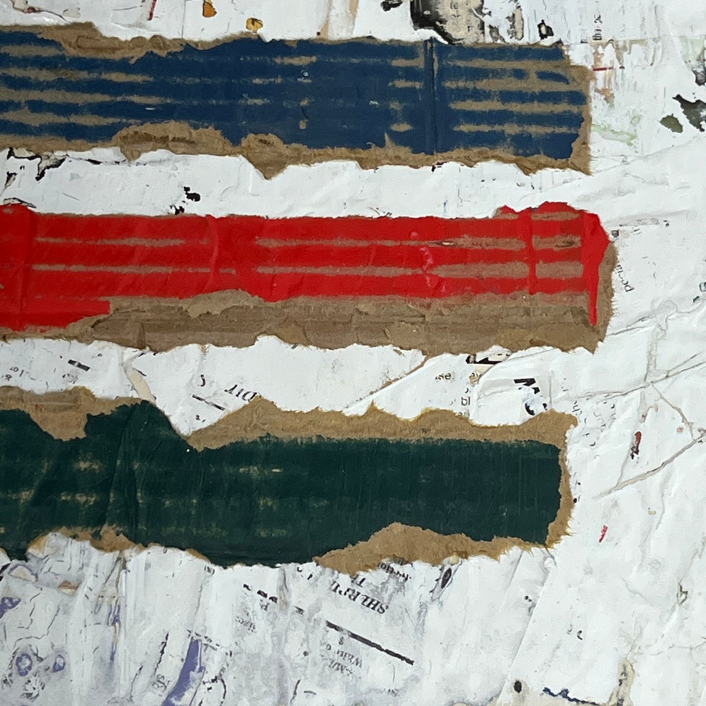 Original Framed Mixed Media Modern Art Collage Painting 12x18 "Pannage"