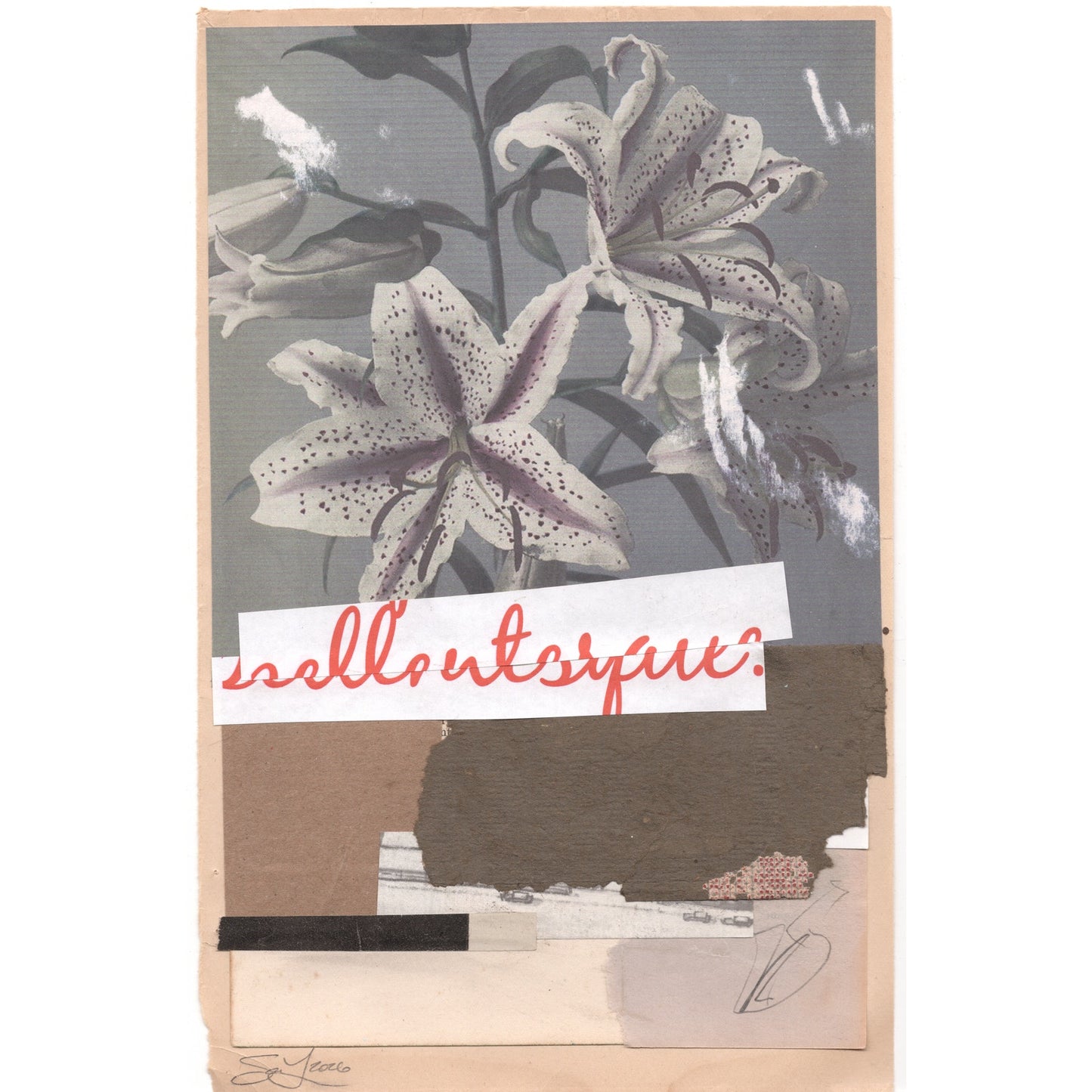 Original Mixed Media Modern Art Collage "Anacusia" 6.25x10" Signed