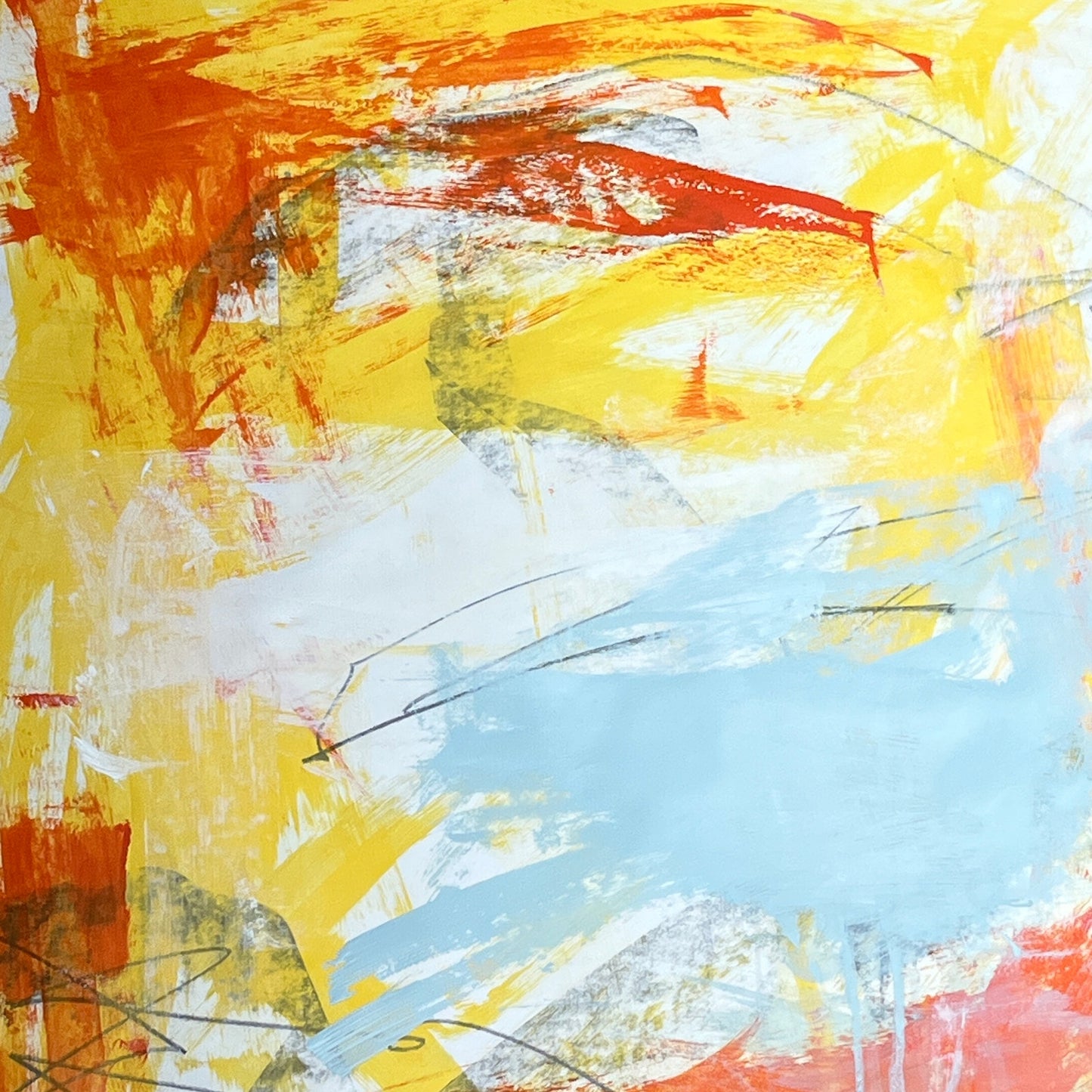 Original Mixed Media Abstract Modern Art Painting 24x36 "Aubade" Signed