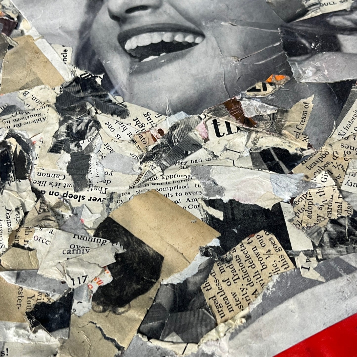 Original Mixed Media Abstract Art Collage 11x14 "1945 May 28 Life Magazine"