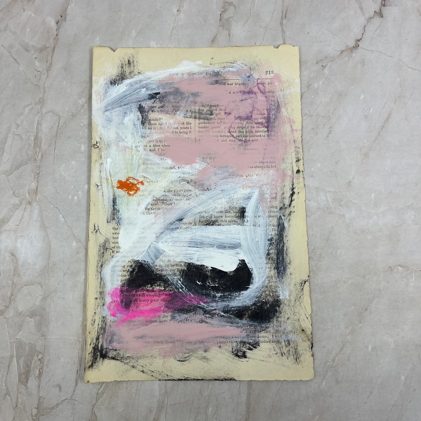 Original Mixed Media Abstract Art Painting 6x9.75” on 1861 Paper Signed #9
