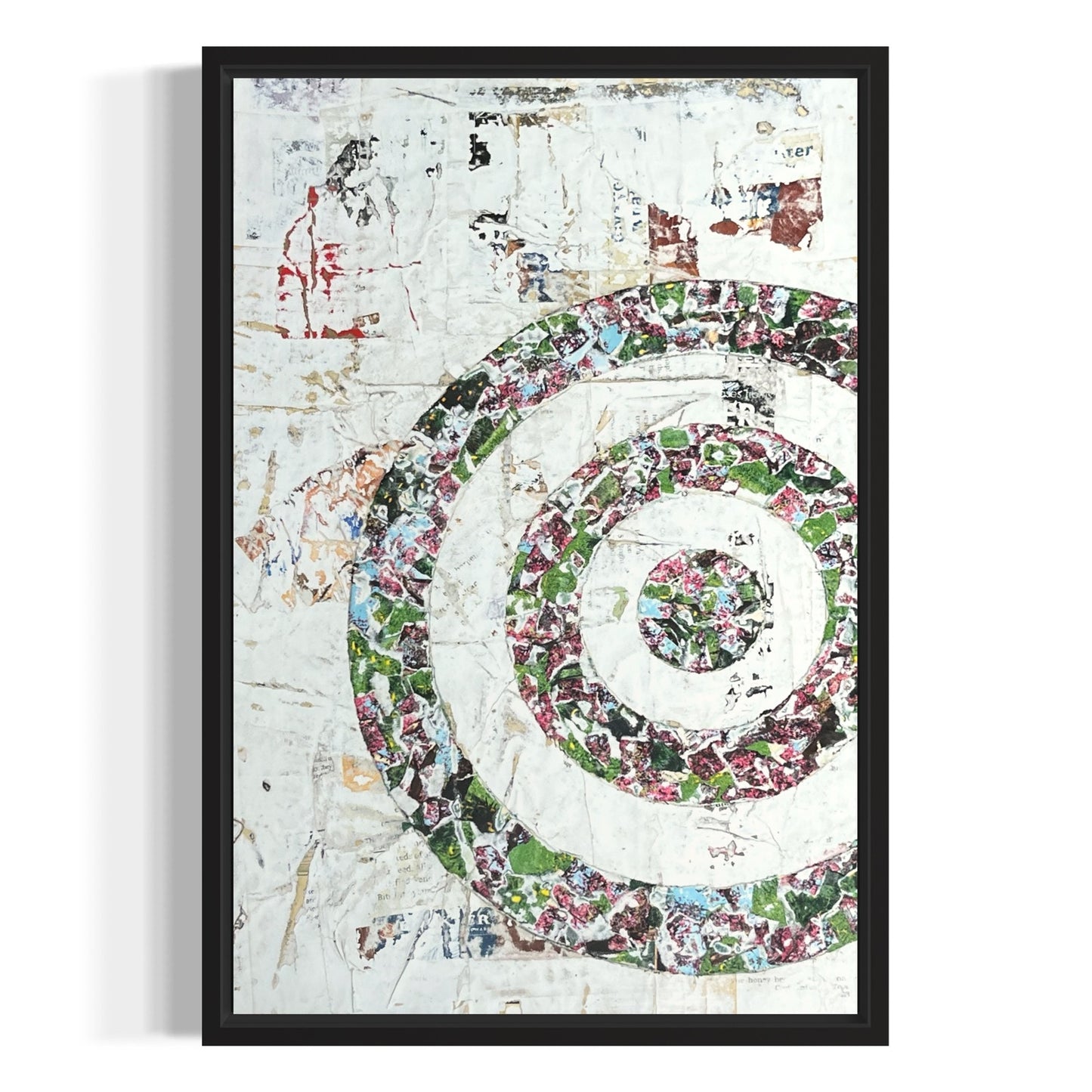 Original Framed Mixed Media Modern Art Collage Painting 12x18 "Pongee"