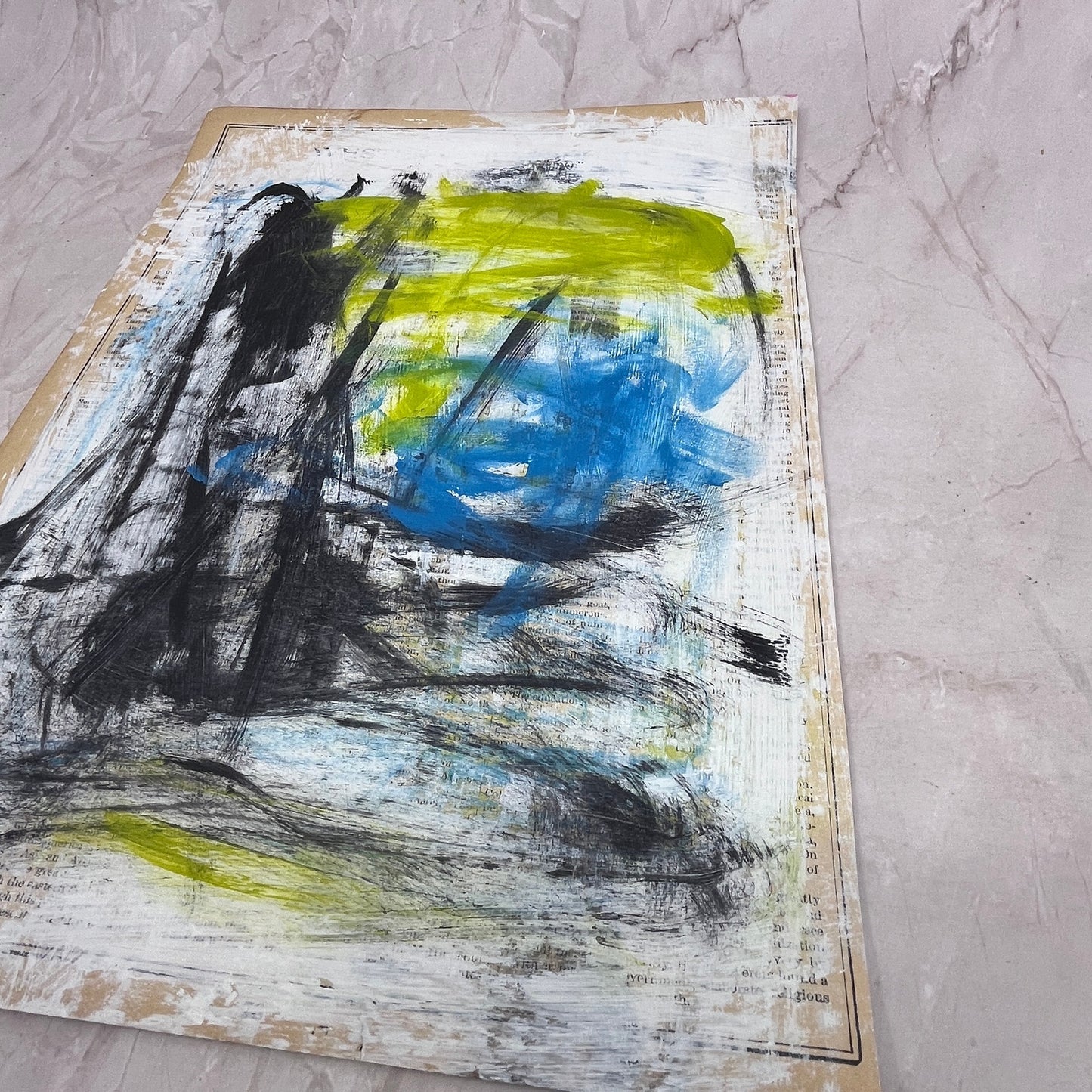 Original Mixed Media Abstract Art Painting "History of the Earth II"
