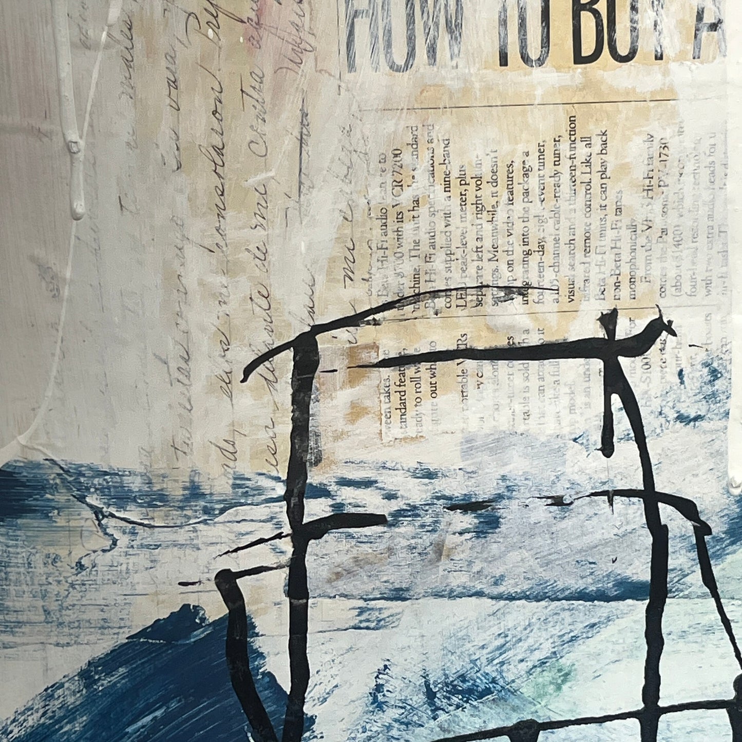 Original Mixed Media Abstract Modern Art Painting 24x36 "Hi-Fi Audio" Signed