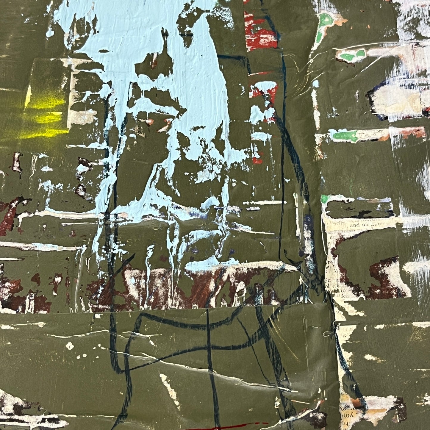 Original Framed Mixed Media Modern Art Collage Painting 12x18 "Burlap"