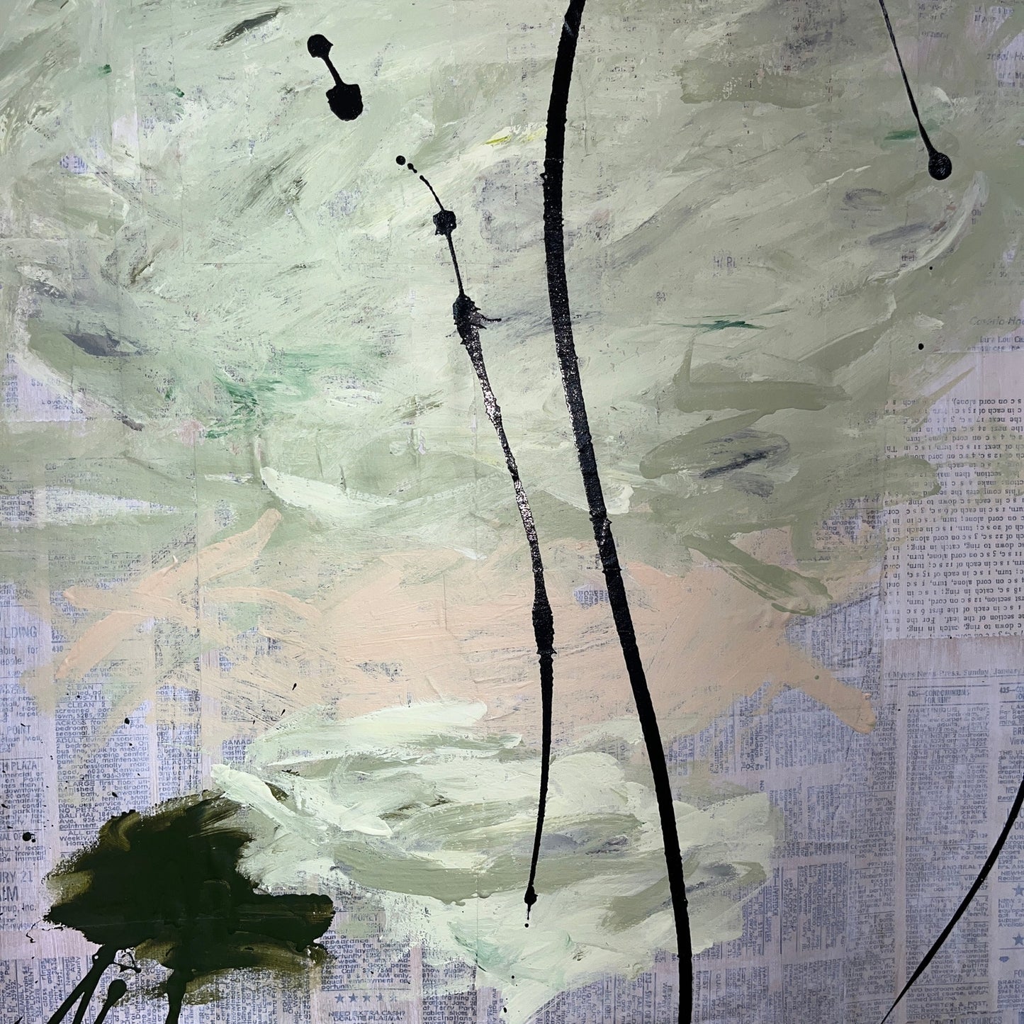 Original Mixed Media Abstract Modern Art Painting 18x24 "Stylobate" Signed