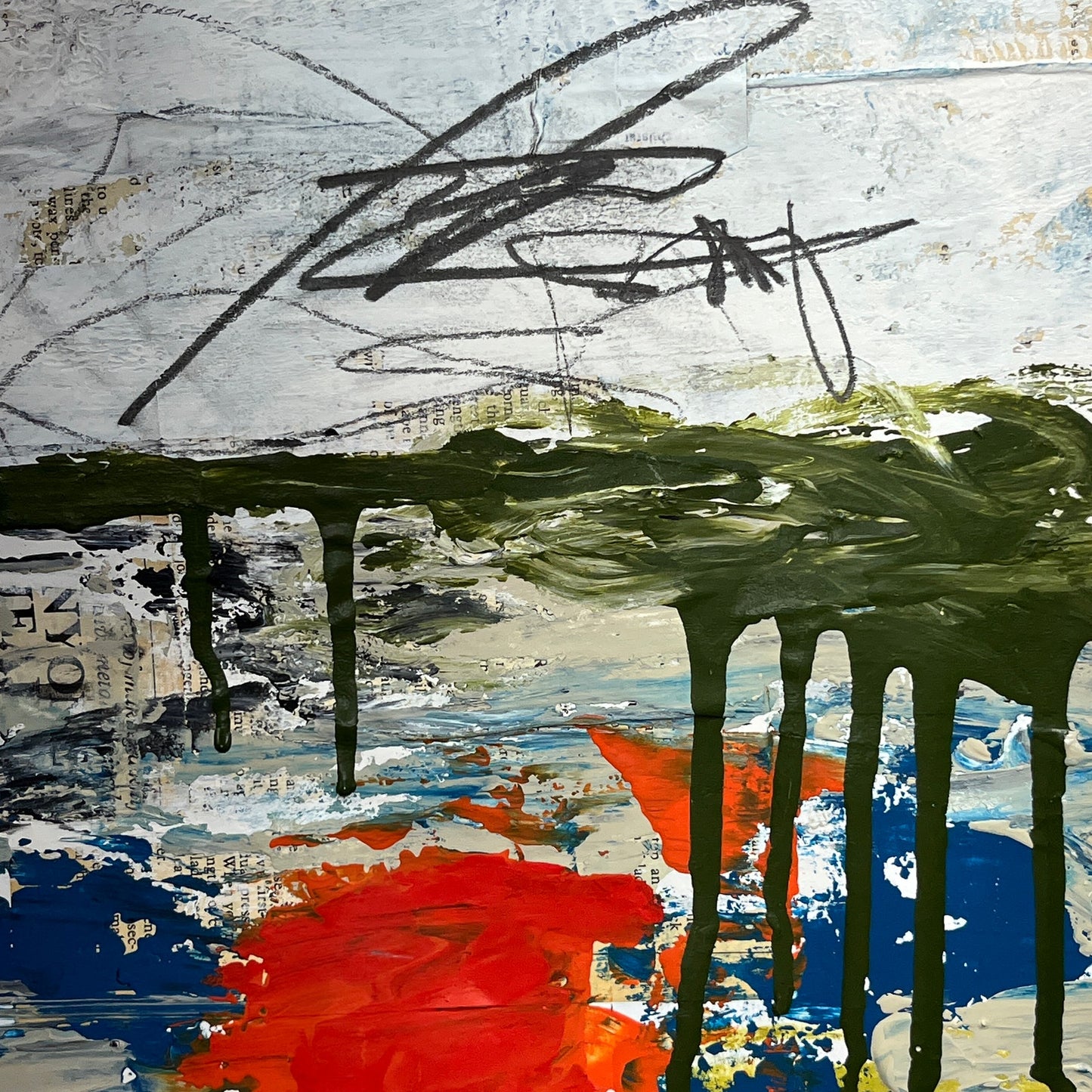 Original Mixed Media Abstract Modern Art Painting 18x24 "Zakuska" Signed