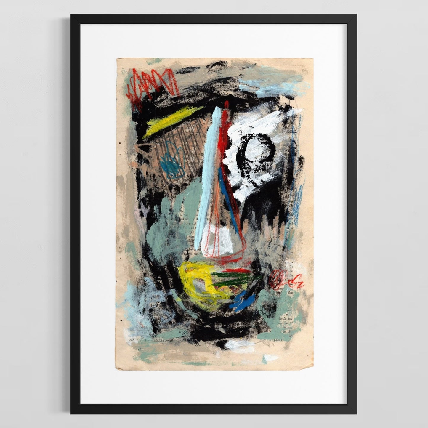 Original Abstract Modern Art Painting on Paper from 1878 Magazine #20 Signed