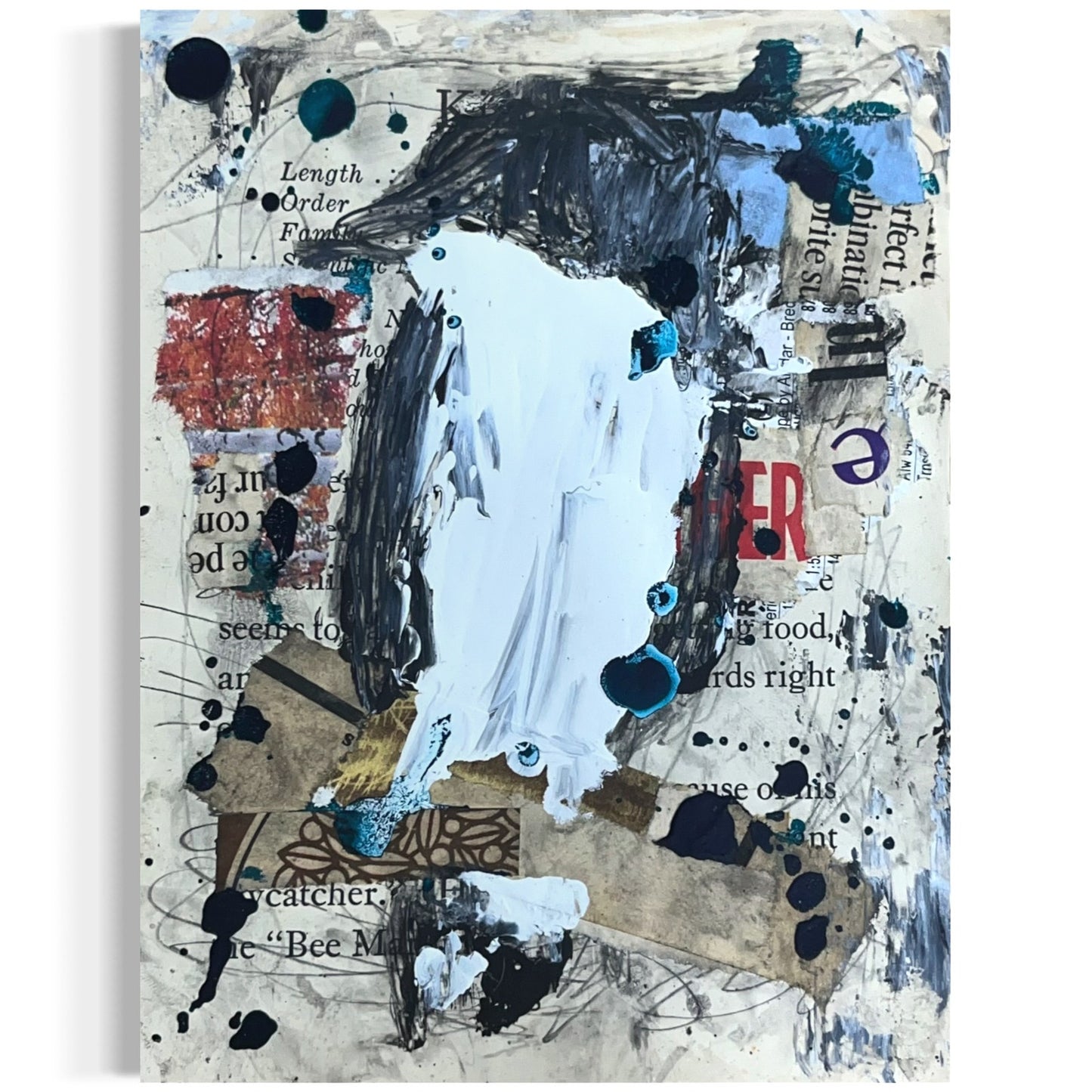 Original Abstract Modern Art Bird Painting "Kingbird" Signed