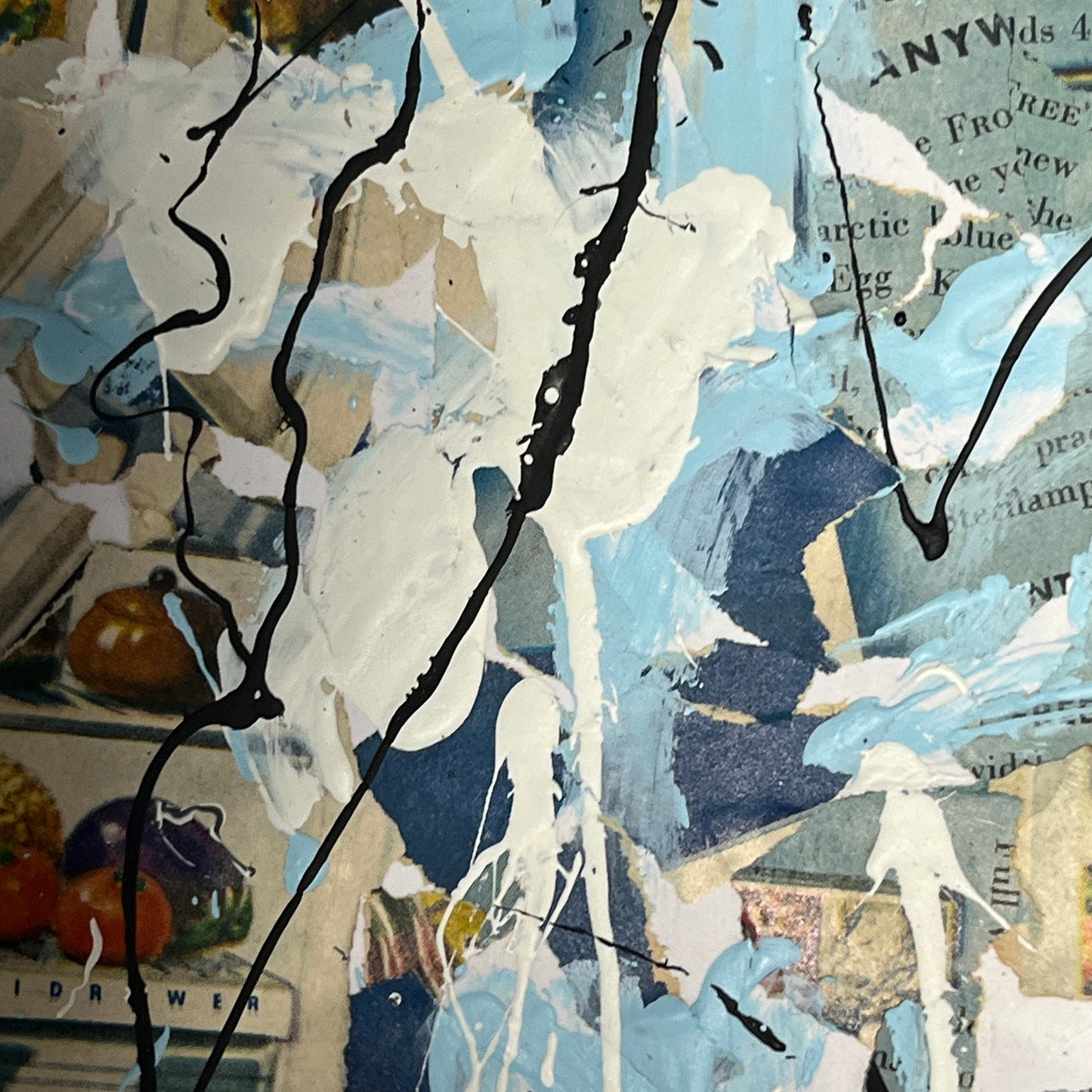 Original Abstract Art Collage Painting 11x14 1950s Westinghouse Refrigerator Ad