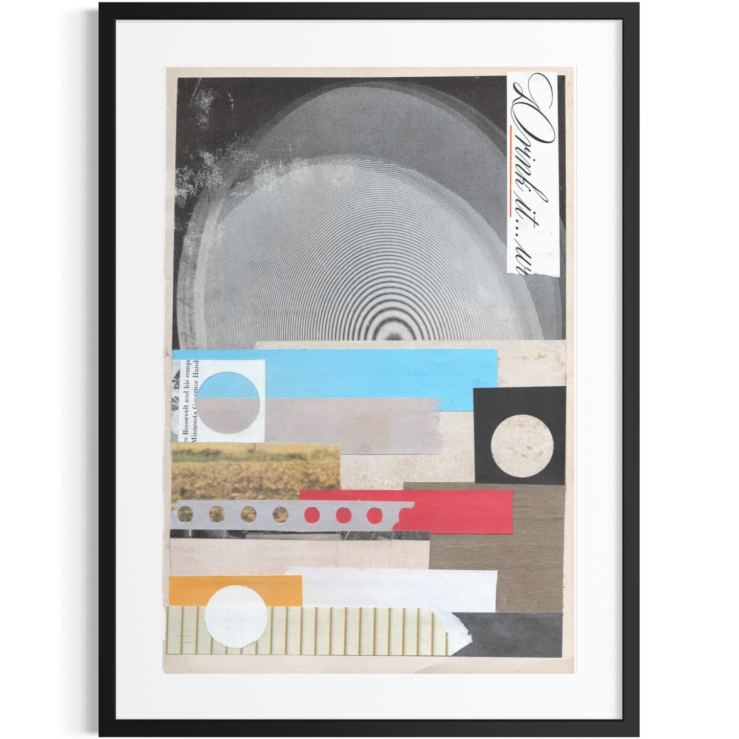 Original Mixed Media Modern Art Collage "Epilate" 6.25x9.5" Signed