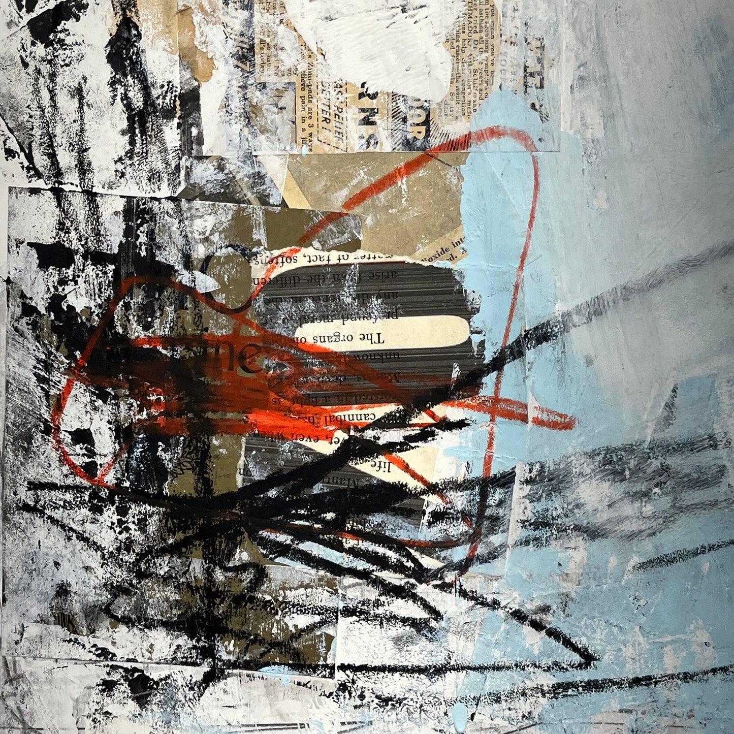 Original Mixed Media Abstract Modern Art Painting 18x24 "Affray" Signed