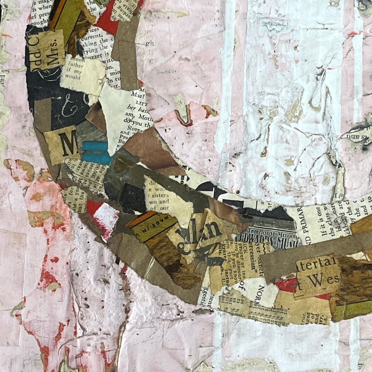Original Framed Mixed Media Modern Art Collage Painting 12x18 "Arrow"
