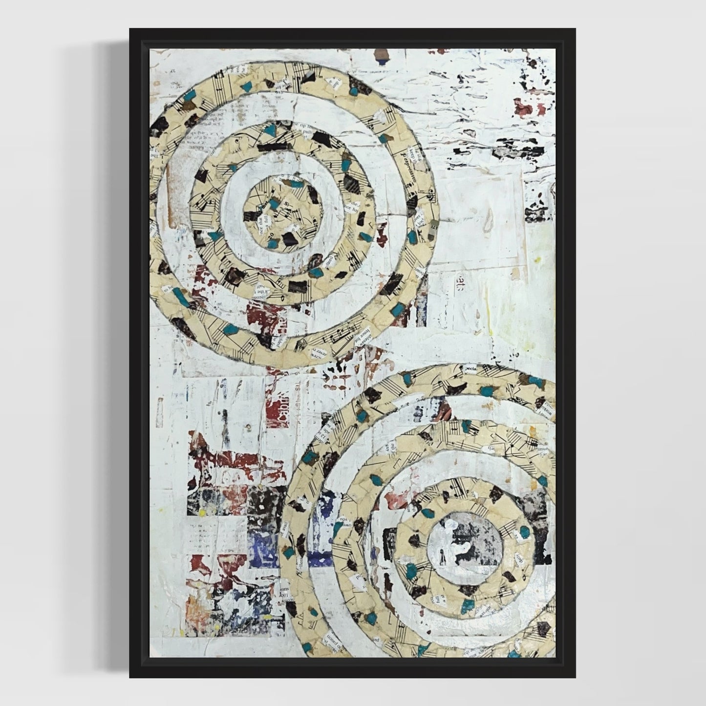 Original Framed Mixed Media Modern Art Collage Painting 12x18 "Gyrate"