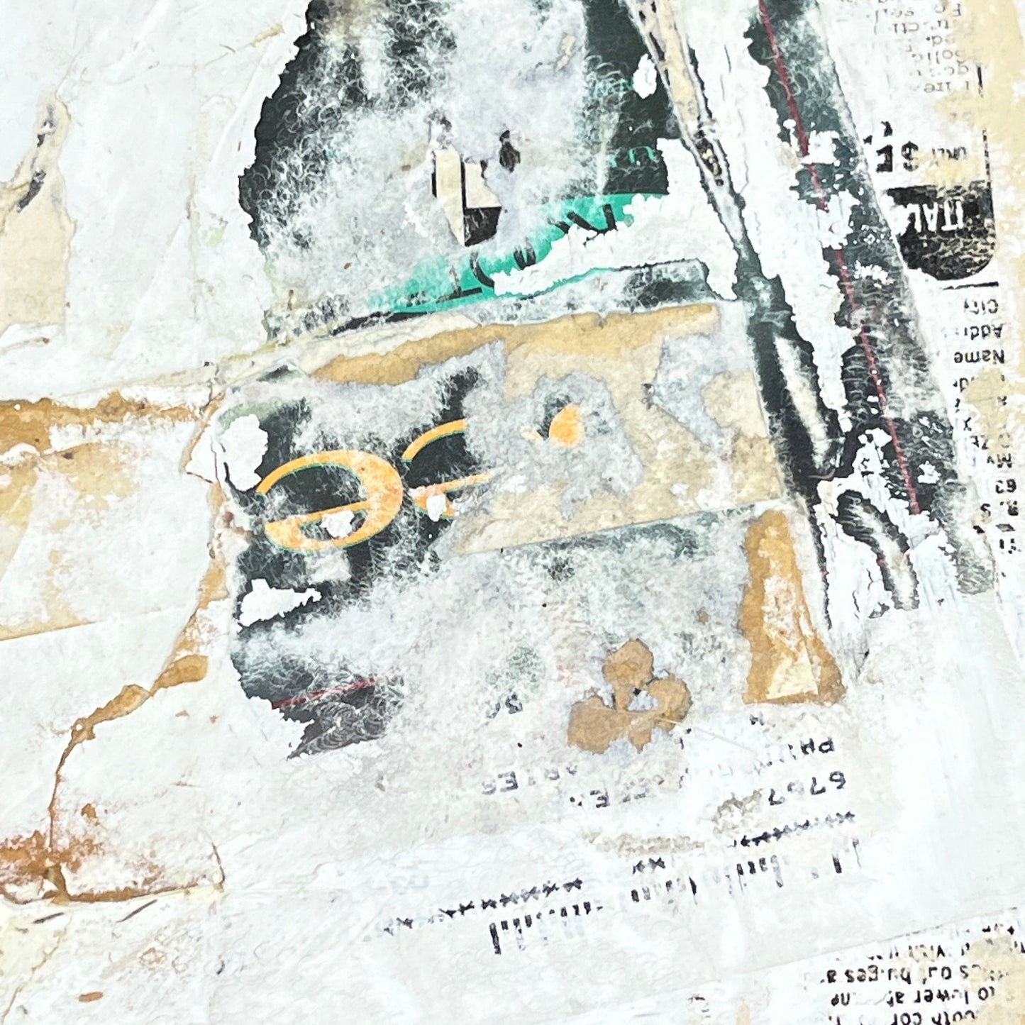 Original Framed Mixed Media Modern Art Collage Painting 12x18 "Pannage"