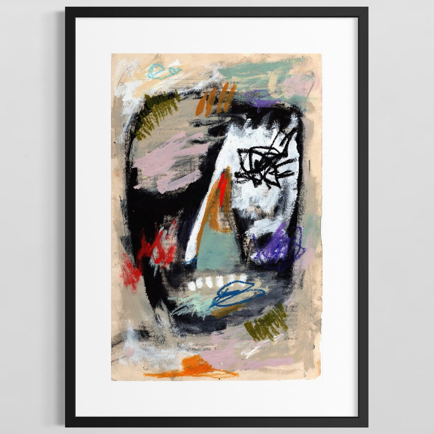 Original Abstract Modern Art Painting on Paper from 1878 Magazine #4 Signed