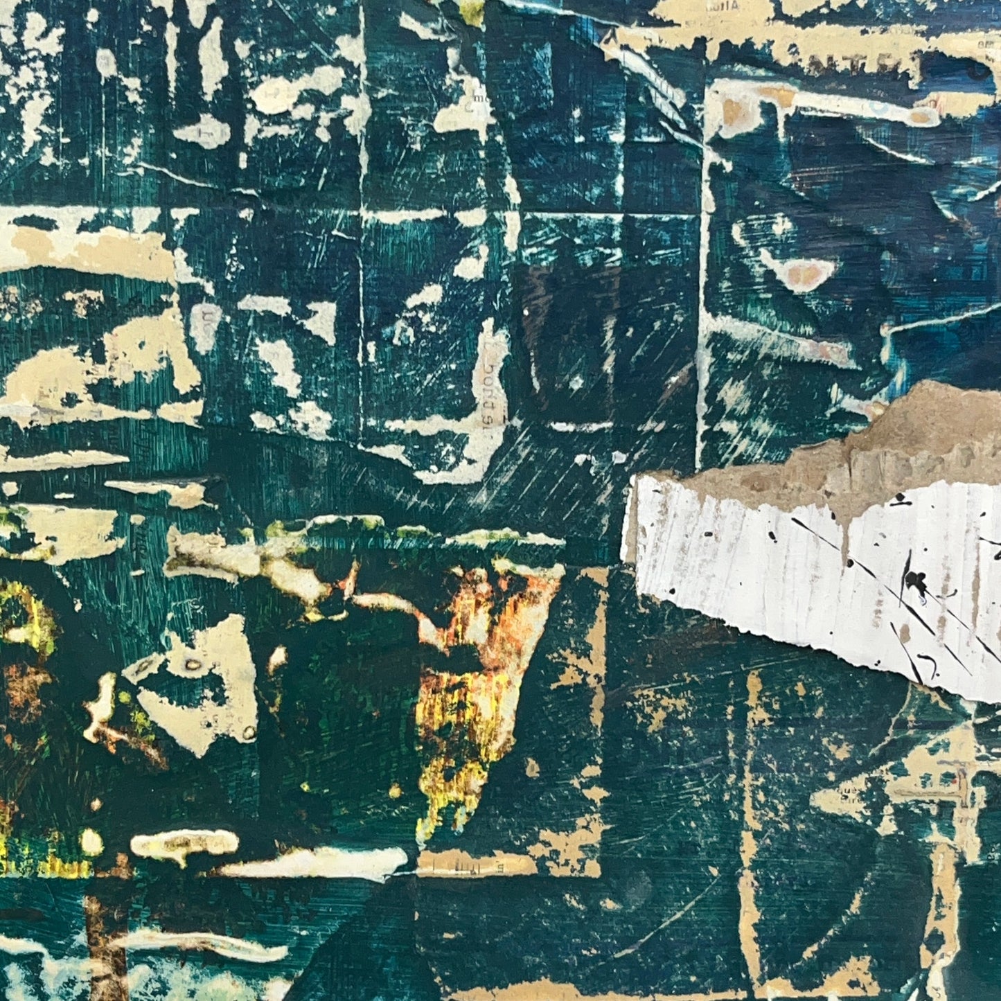 Original Framed Mixed Media Modern Art Collage Painting 12x18 "Splay"