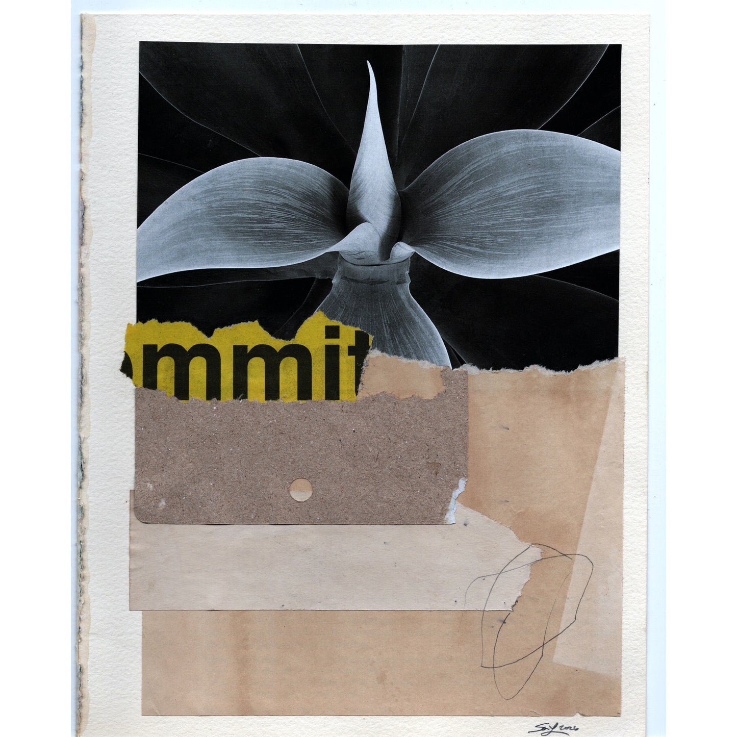 Original Mixed Media Modern Art Collage "Averruncate" 7.75x9.75" Signed