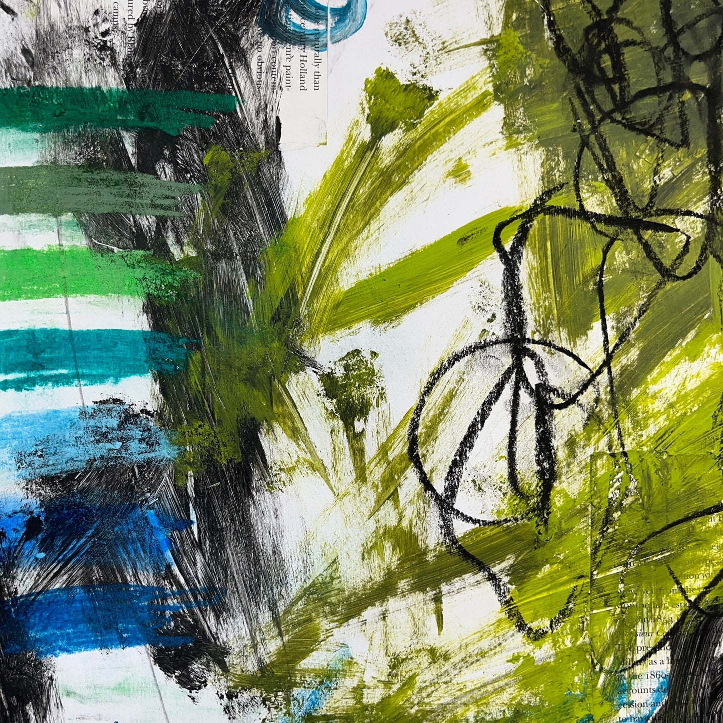 Original Mixed Media Abstract Modern Art Painting 18x24 "Goliard" Signed