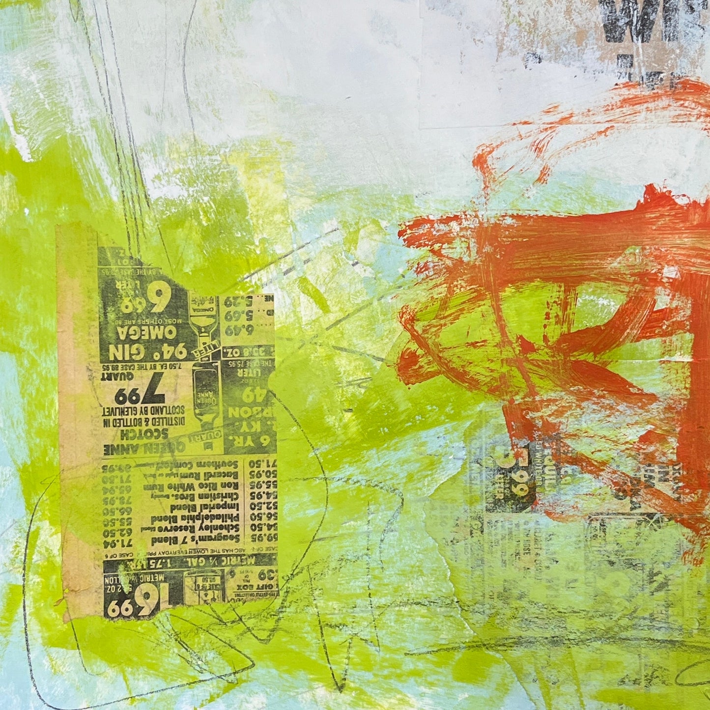 Original Mixed Media Abstract Modern Art Painting 18x24 "Athetosis" Signed