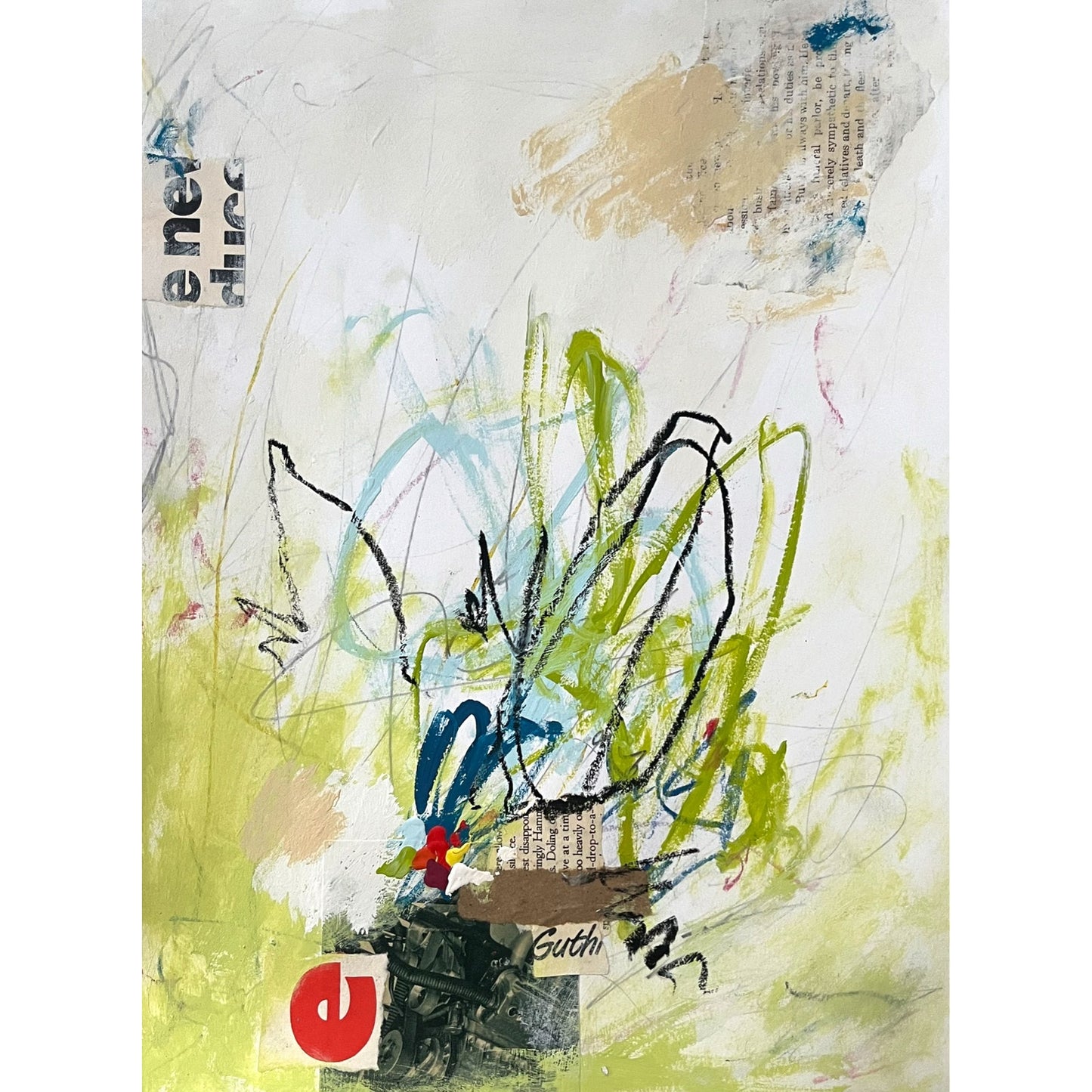 Original Abstract Modern Art Painting on Paper "Slug" #9 Signed