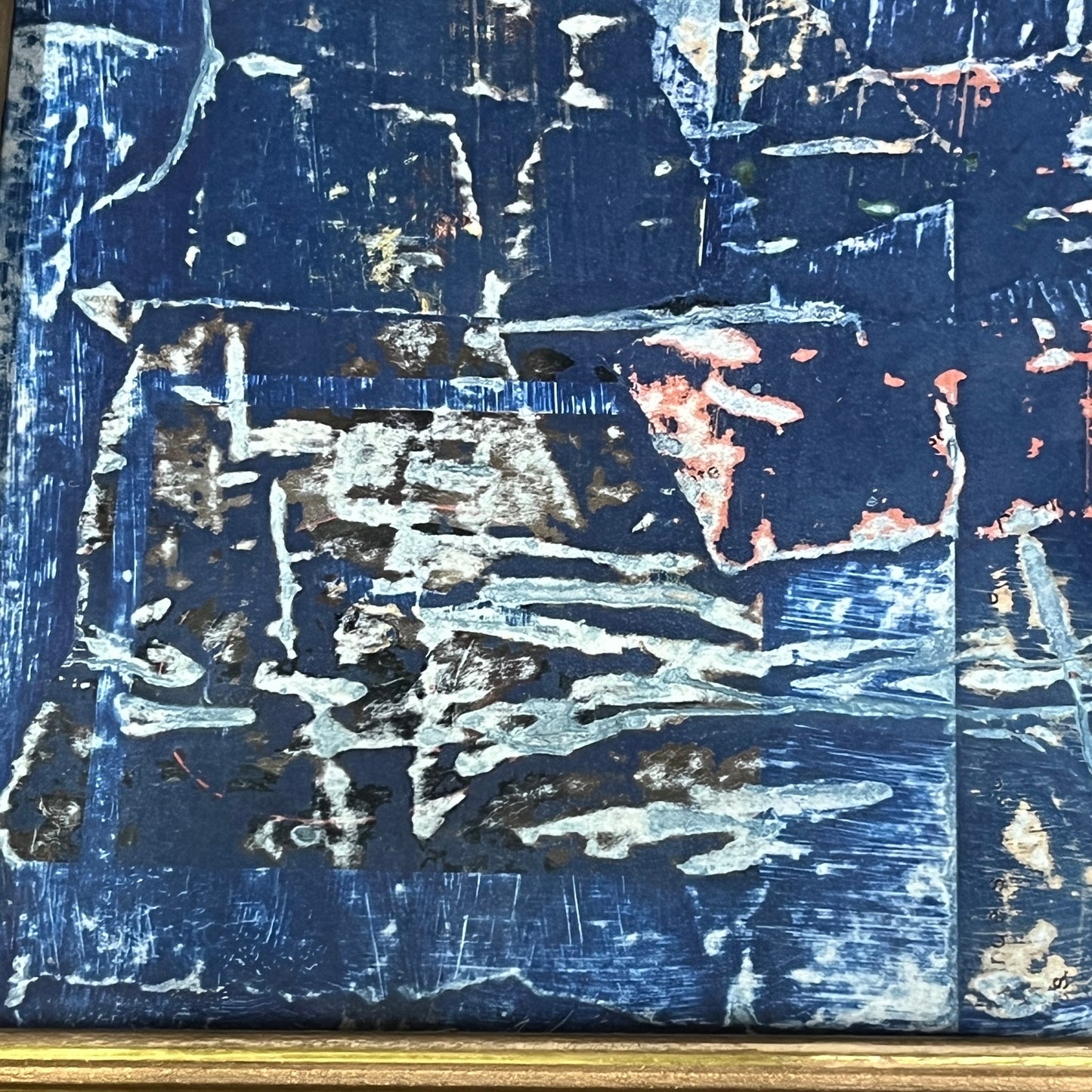 Original Framed Mixed Media Abstract Art Collage 9x11 "Midnight"