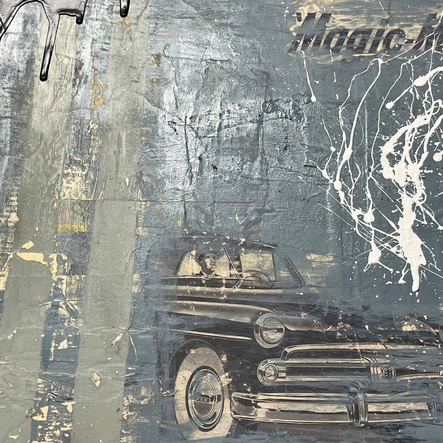 Original Mixed Media Abstract Art Painting 14x15 “Dodge Magic Mile" Signed