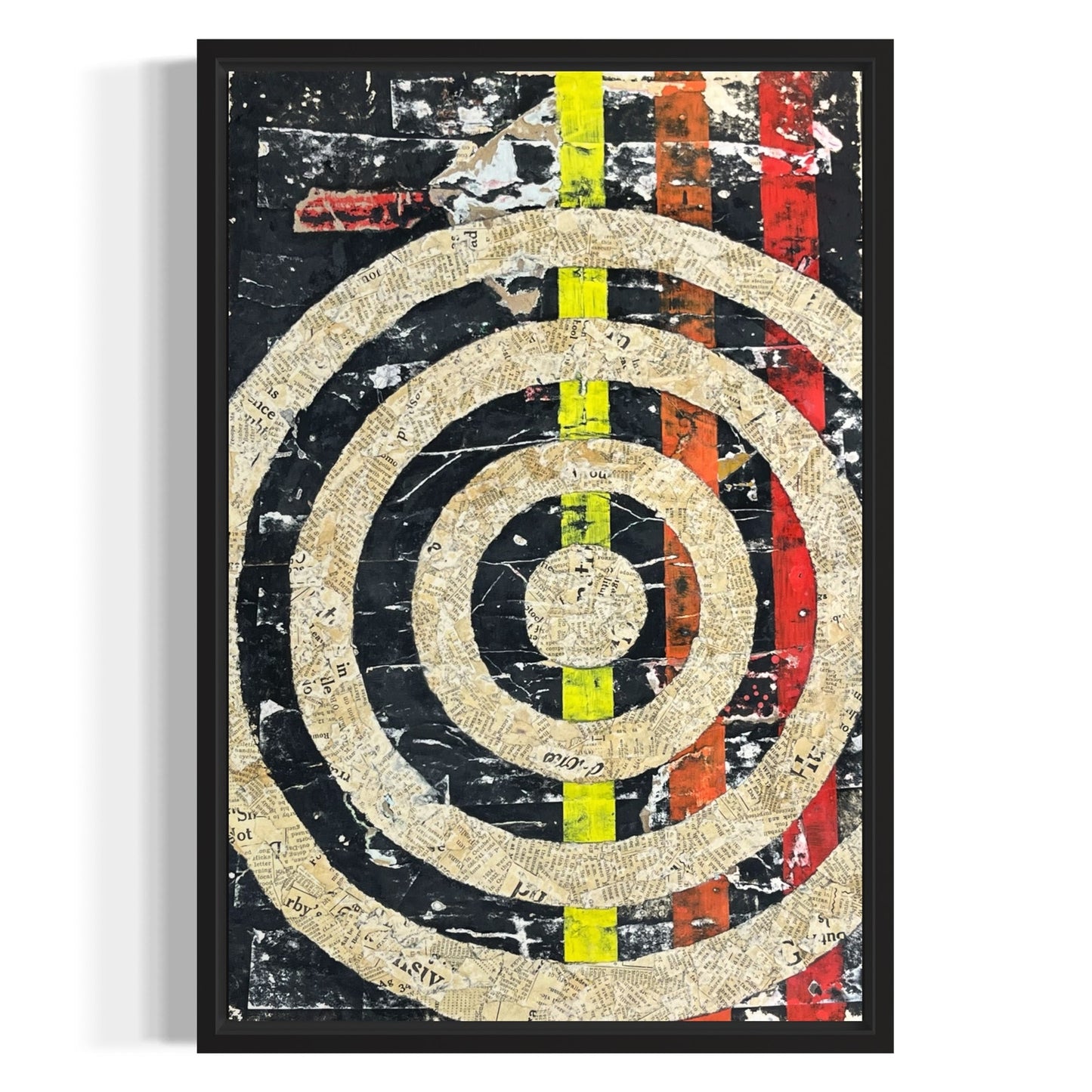 Original Framed Mixed Media Modern Art Collage Painting 12x18 "Obumbrate"