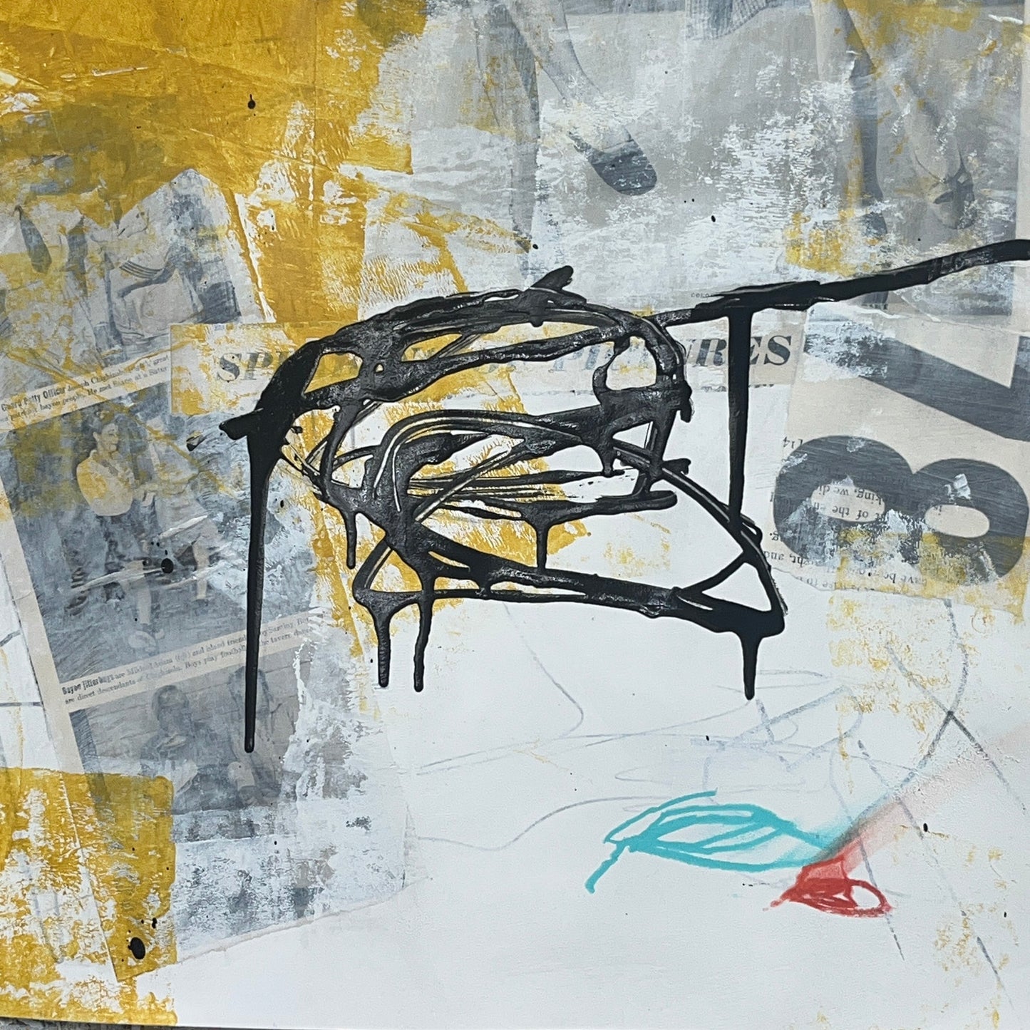 Original Mixed Media Abstract Modern Art Painting 18x24 "Absinthism" Signed