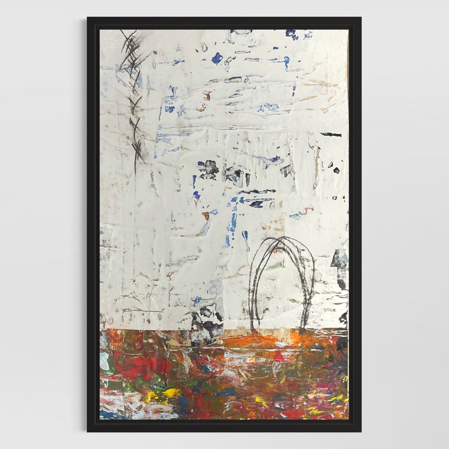 Original Framed Minimalist Modern Art Collage Painting 12x18 "Covinous"