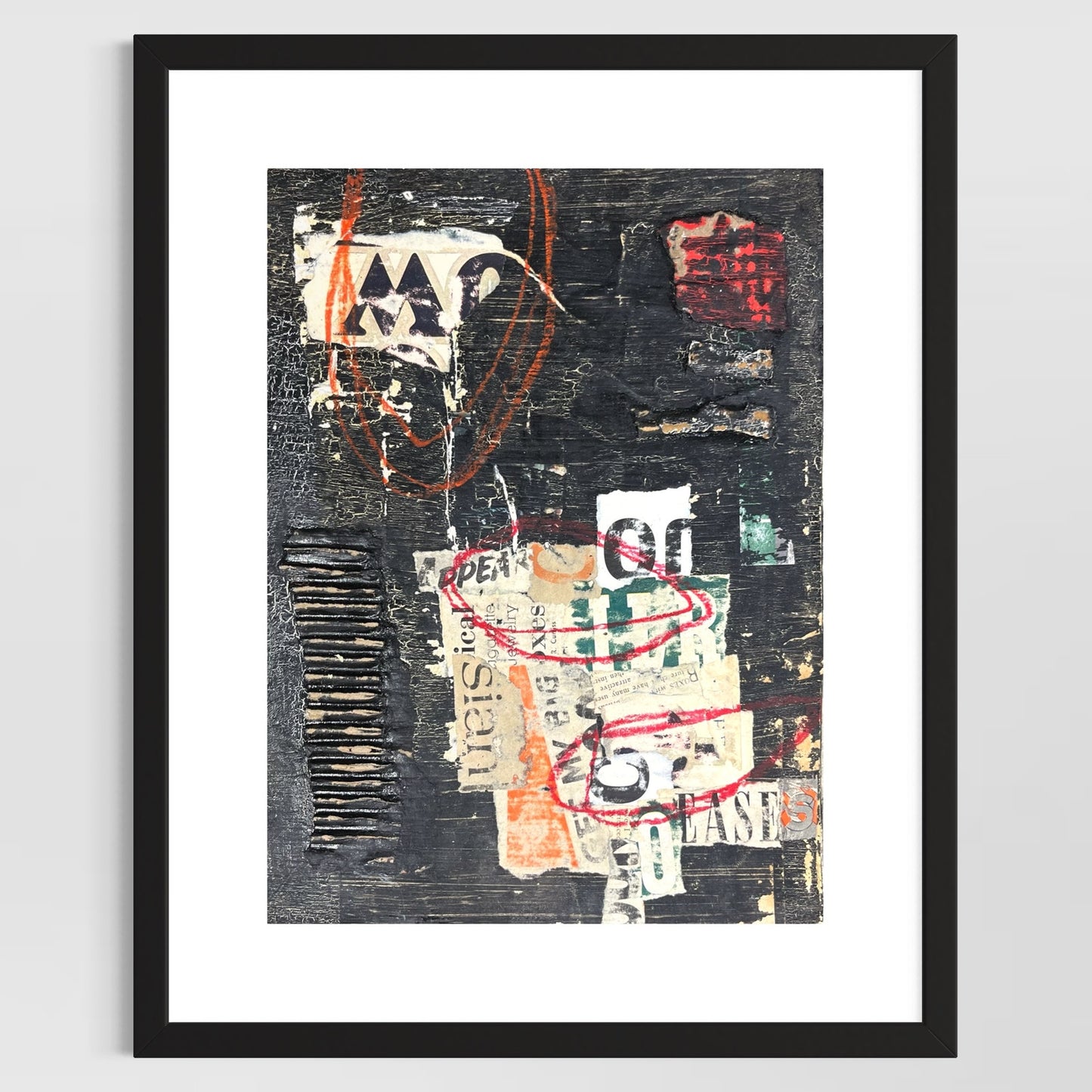 Original Minimalist Modern Art Collage Painting 8.5x11 "Capnomancy" Signed
