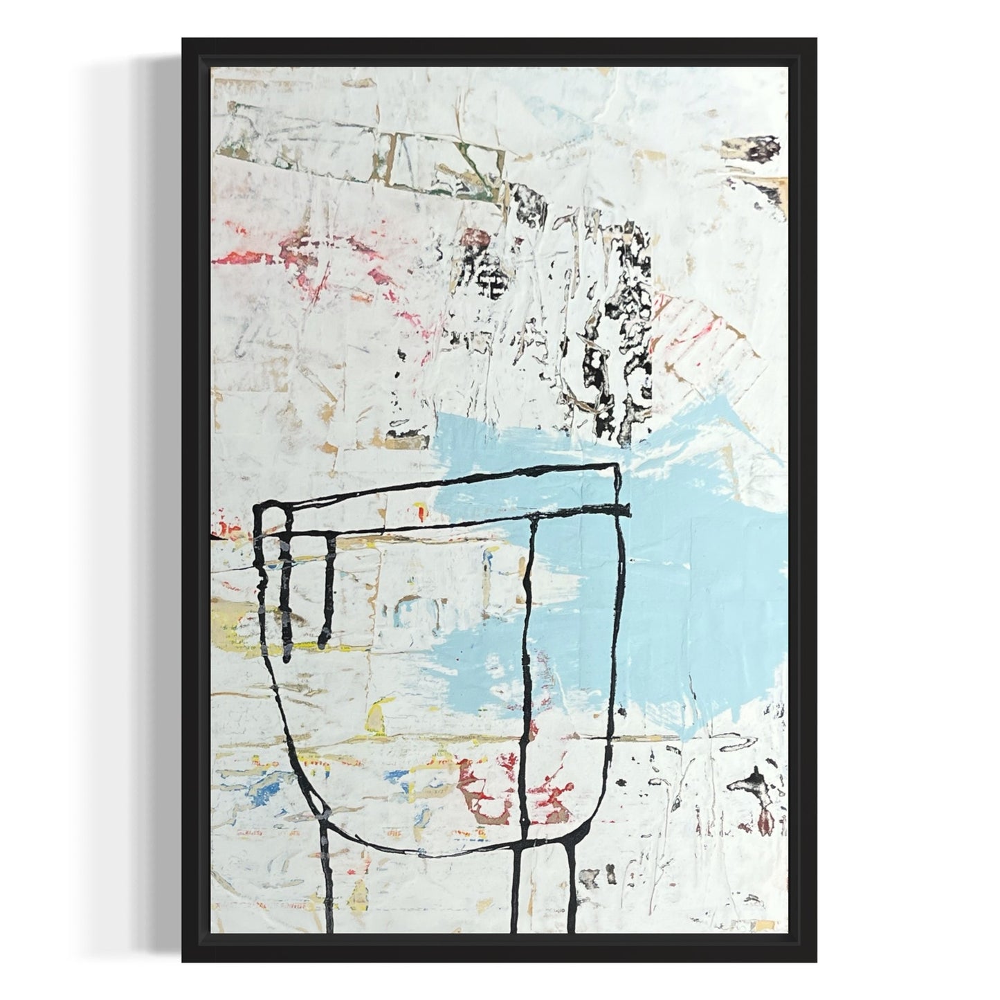 Original Framed Mixed Media Modern Art Collage Painting 12x18 "Obumbrate"