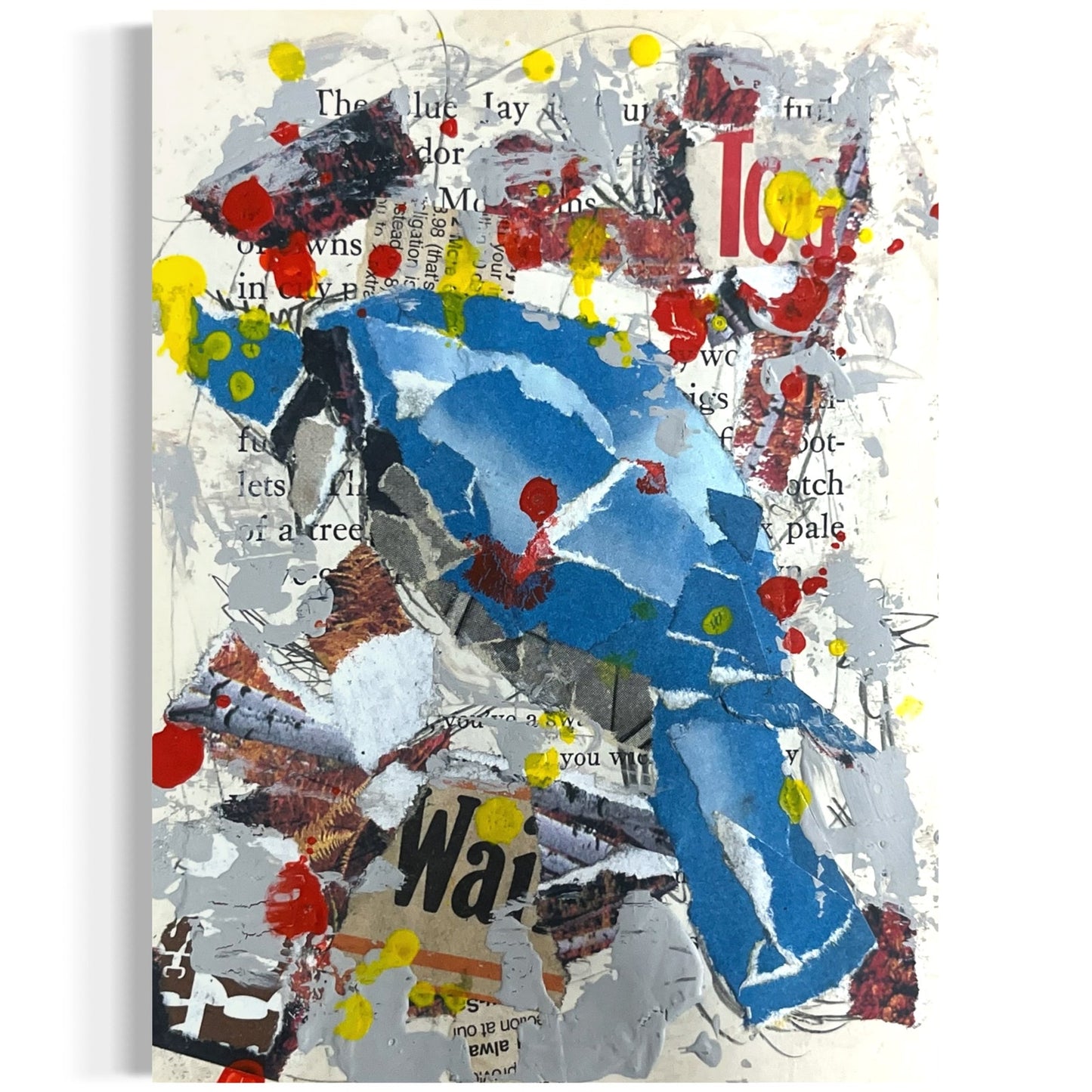 Original Abstract Modern Art Bird Painting "Blue Jay" Signed