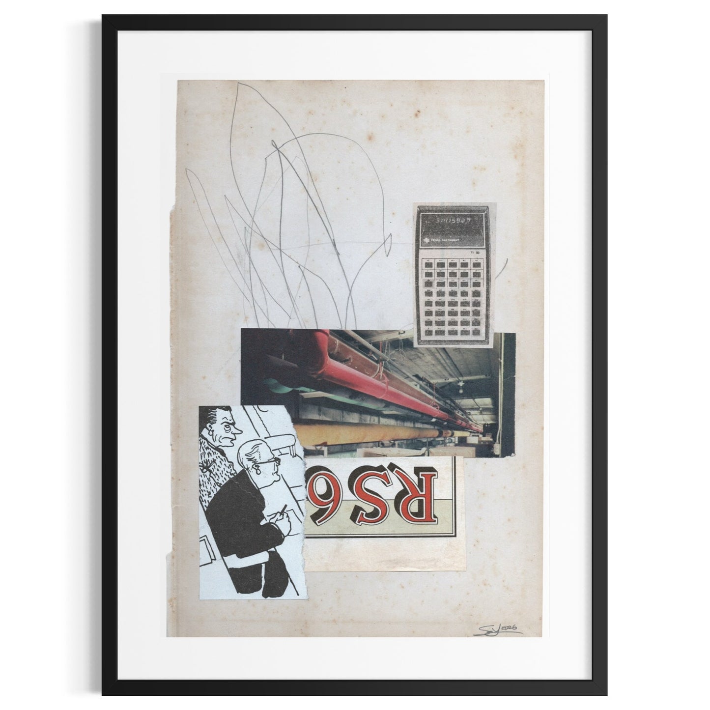 Original Mixed Media Modern Art Collage "Balbutient" 6.25x9.5" Signed