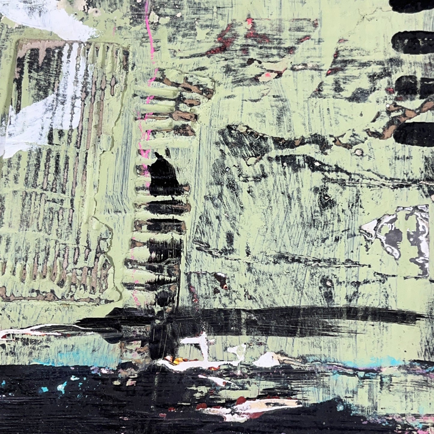 Original Grunge Minimalist Modern Art Collage Painting 8.5x11 "Juvenal" Signed