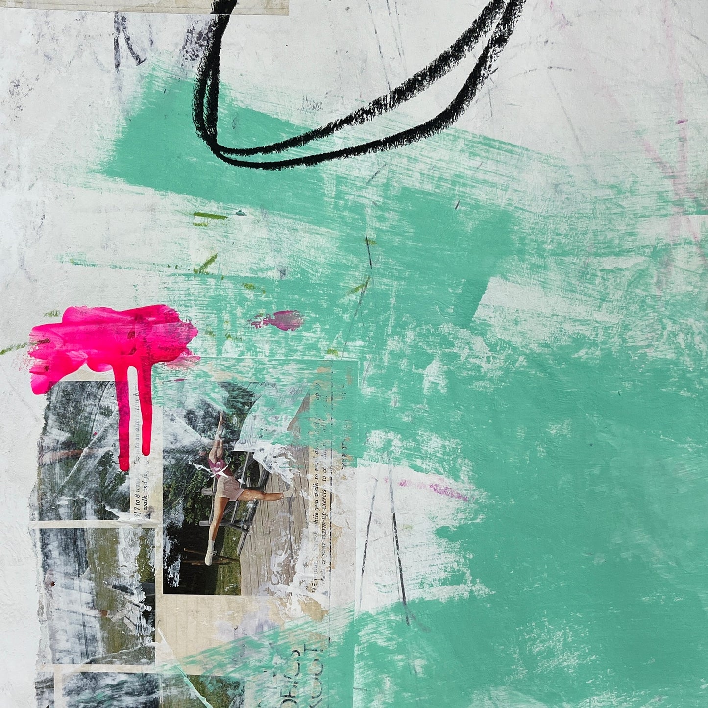 Original Mixed Media Abstract Modern Art Painting 18x24 "The Aerobics Way"