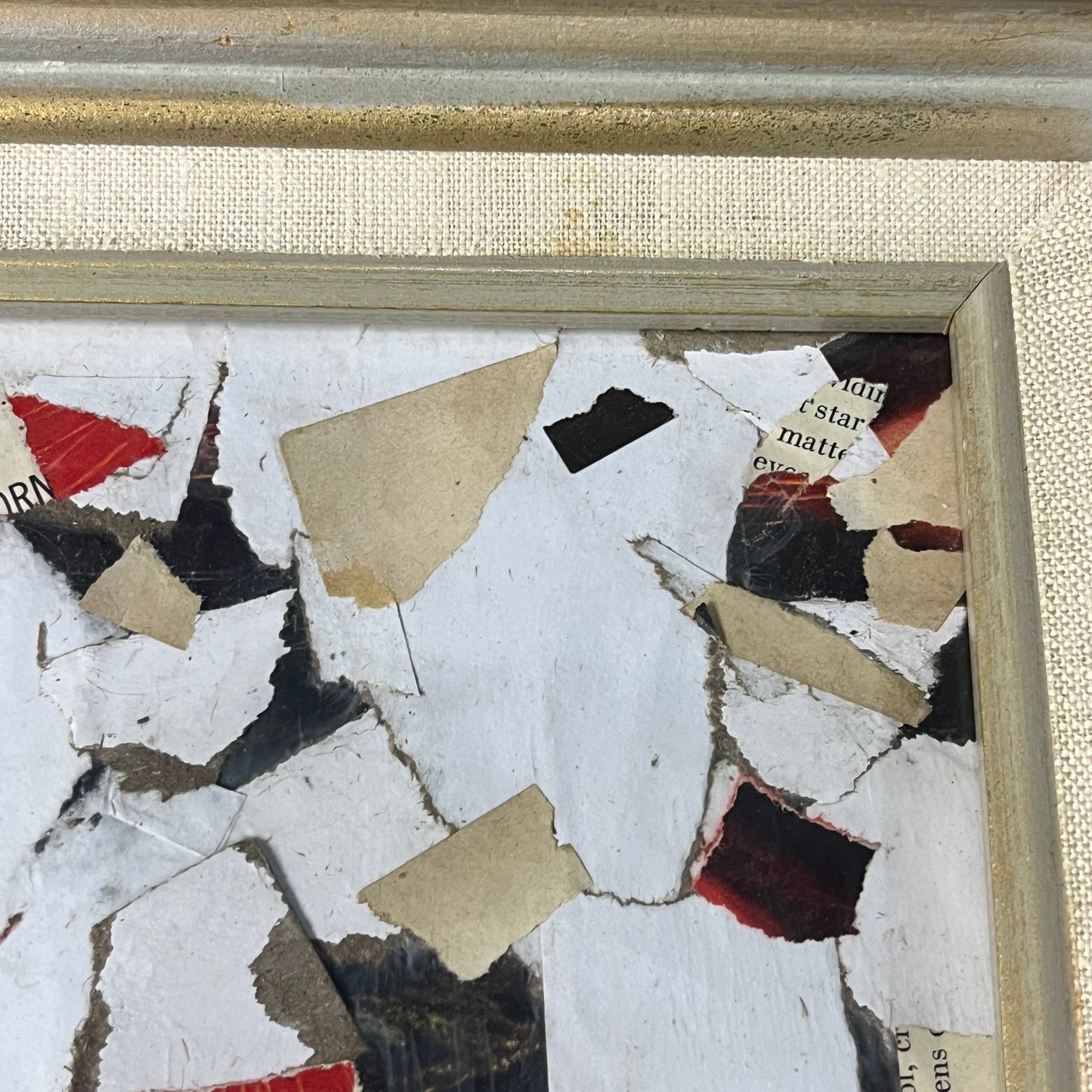 Original Framed Mixed Media Abstract Art Collage 11x13 "Center of the Earth II"