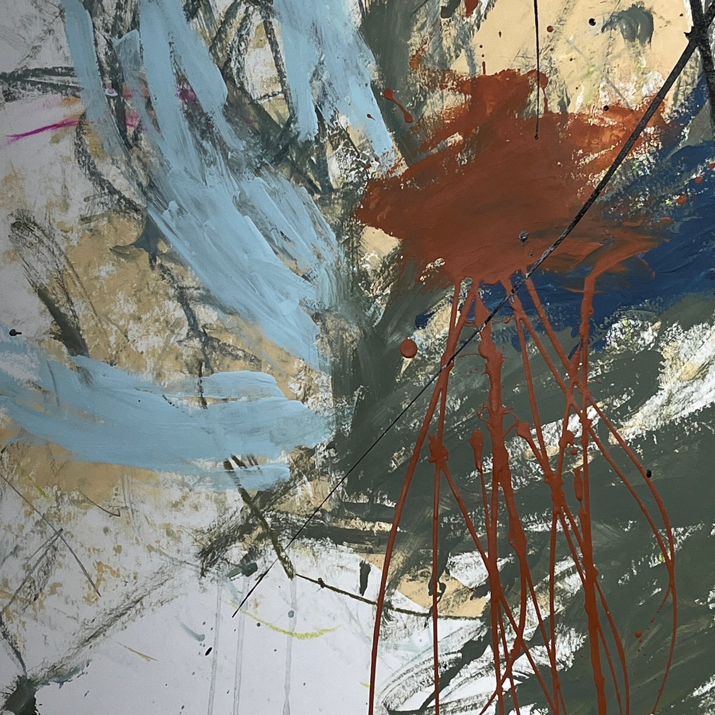 Original Mixed Media Abstract Modern Art Painting 18x24 "Barouche" Signed